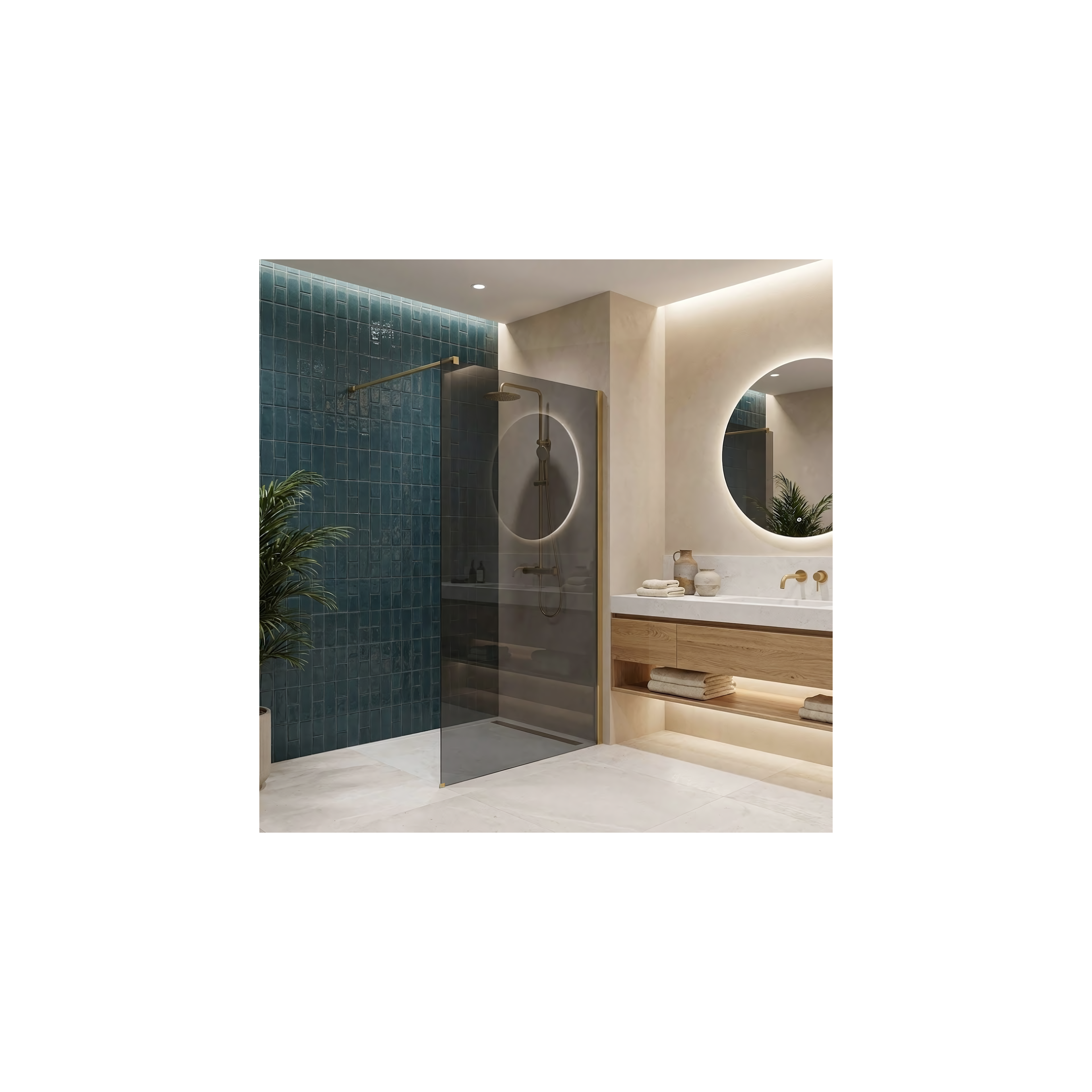 Paroi de douche Rea Flexi Grey / Brush Gold 90