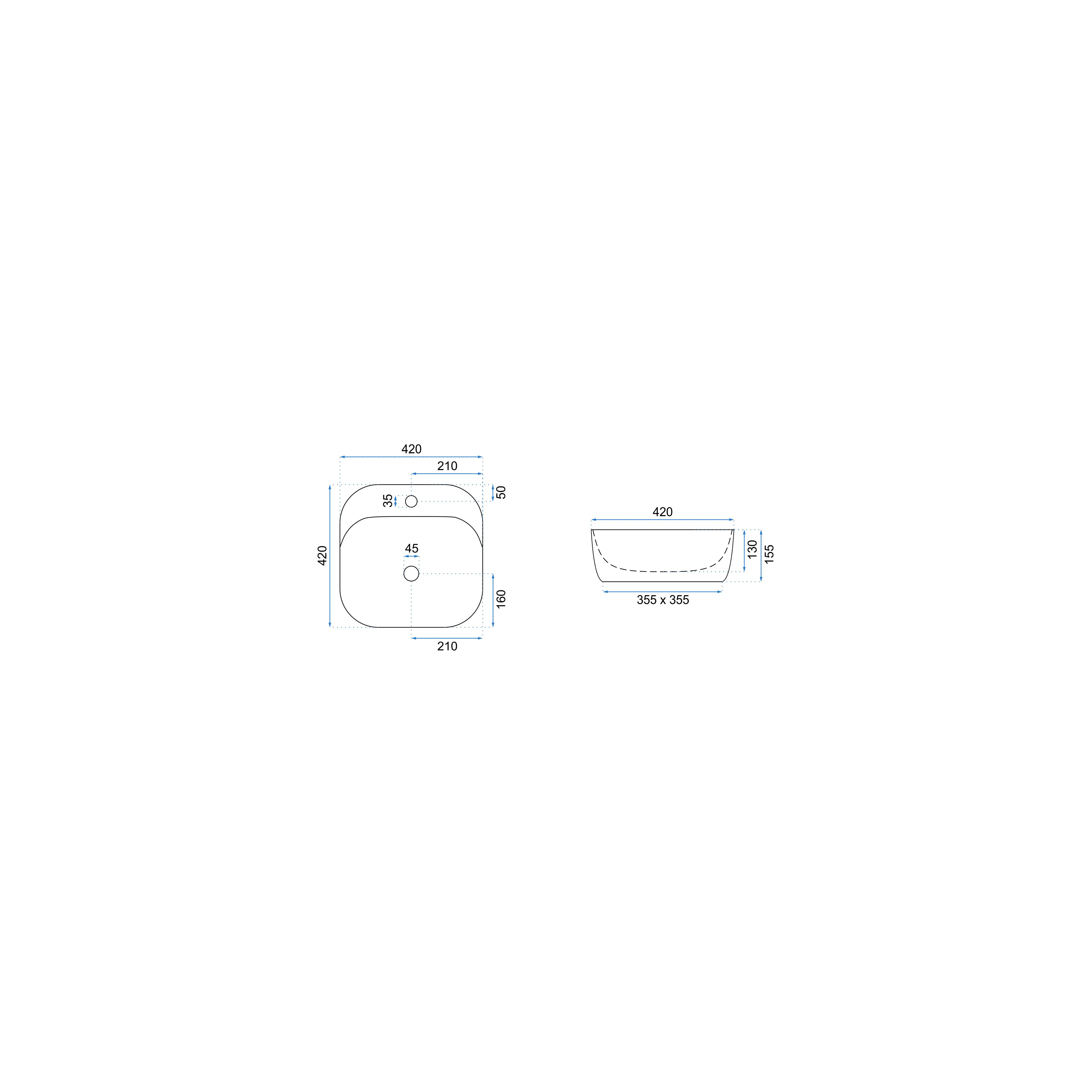 Countertop Basin Rea Luiza 42 Grey MAT