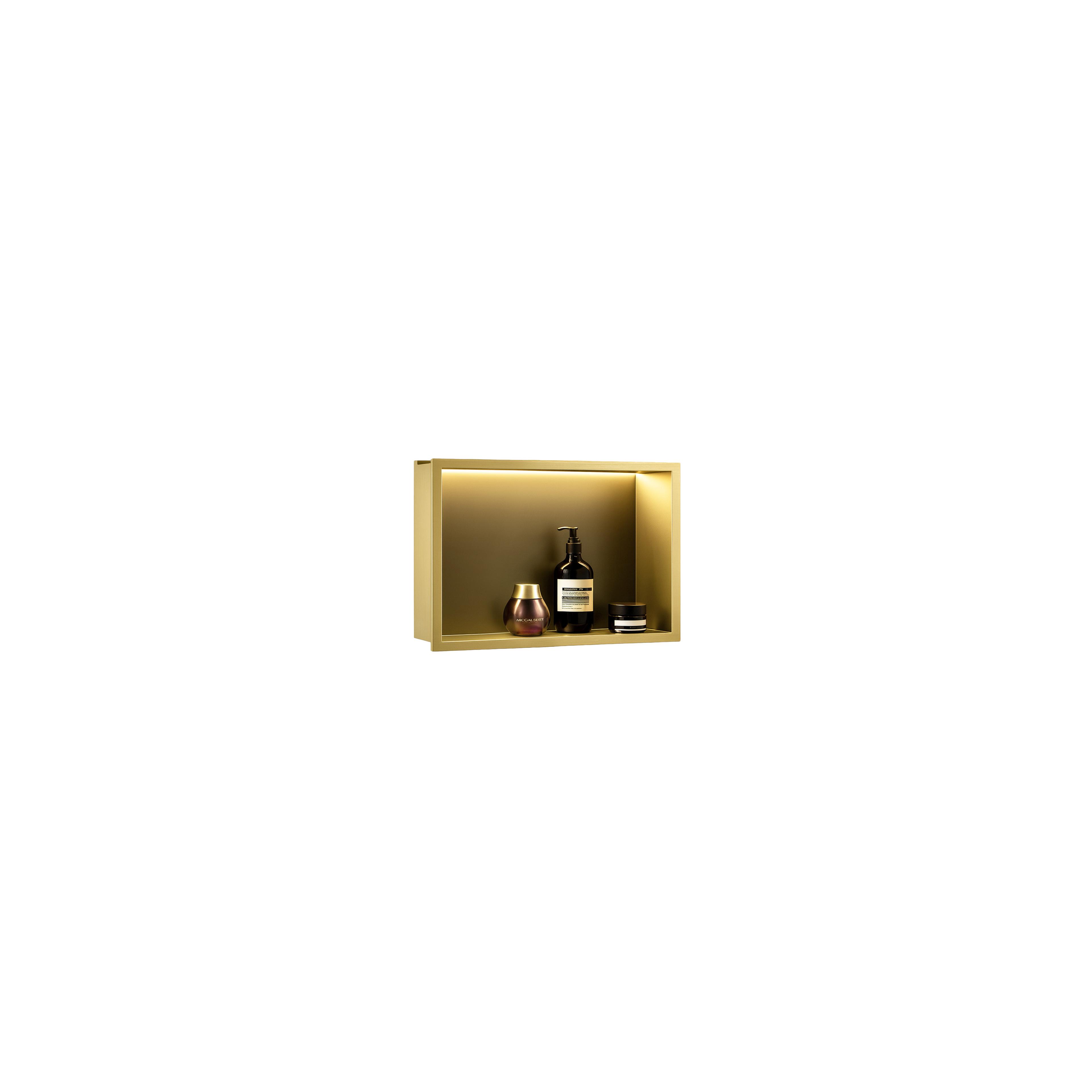 REPISA DE BAÑO EMPOTRADA LED 30x45 brush gold