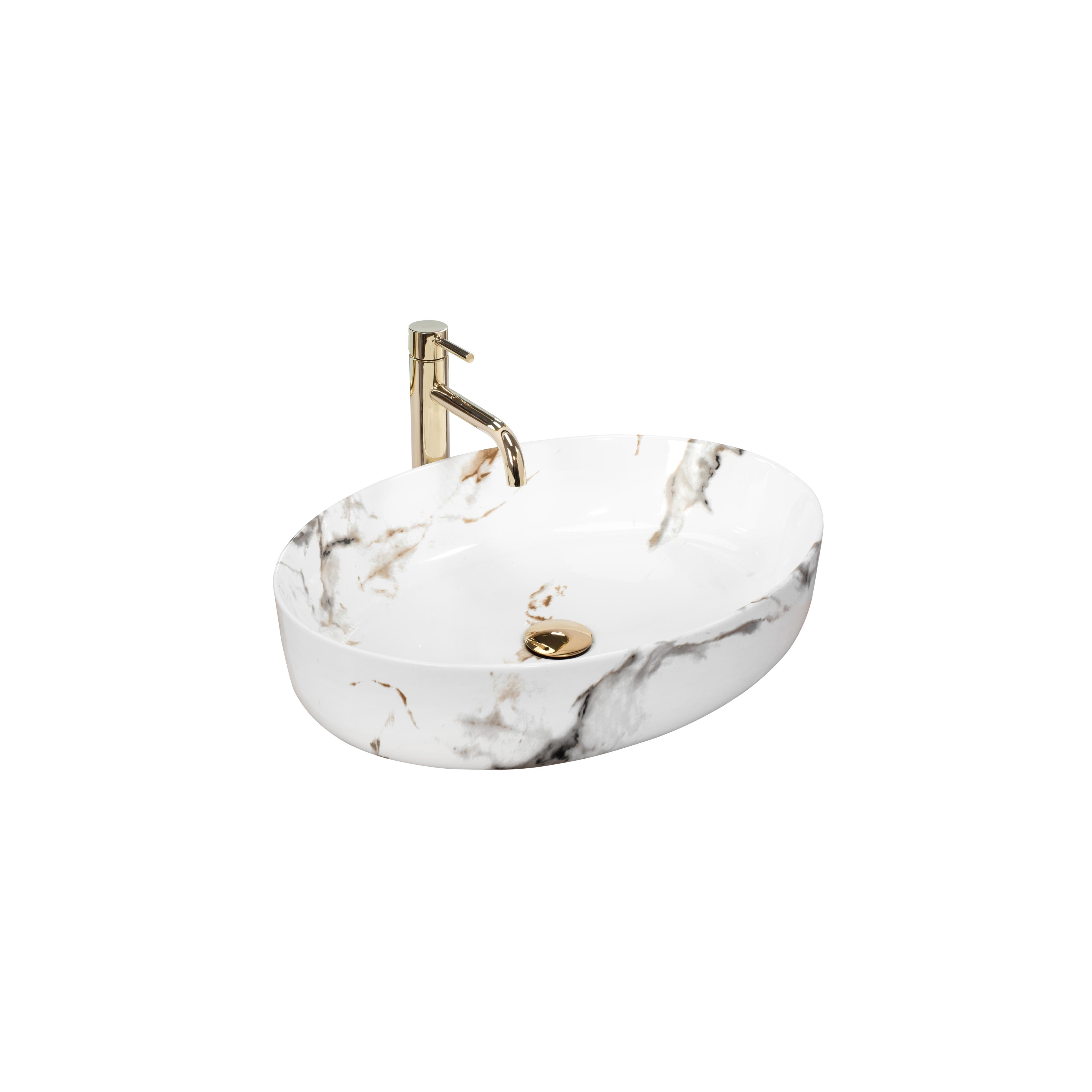 REA Queen Carrara Shiny countertop izlietne