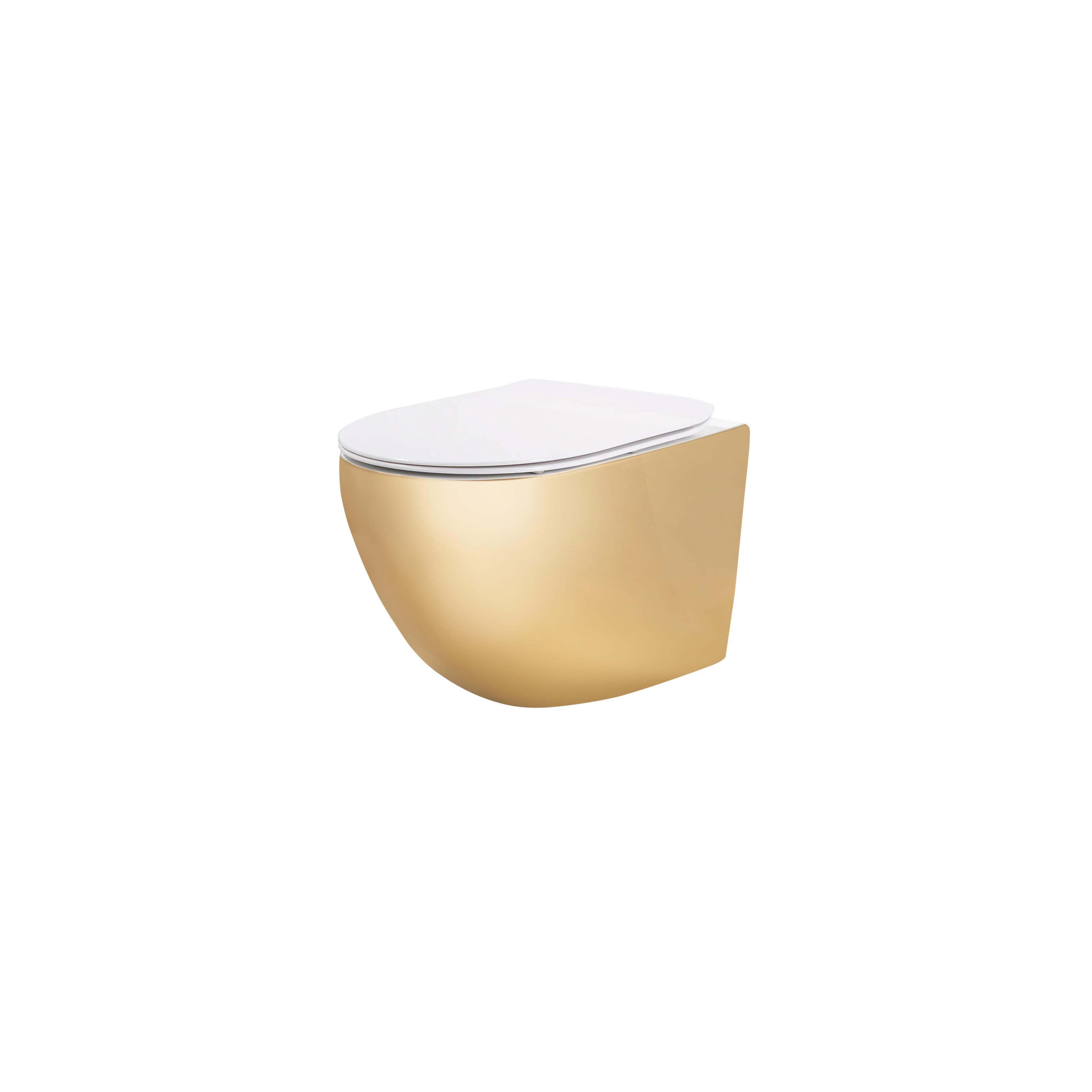 Hangende toilet Rea Carlo Mini Flat Gold White
