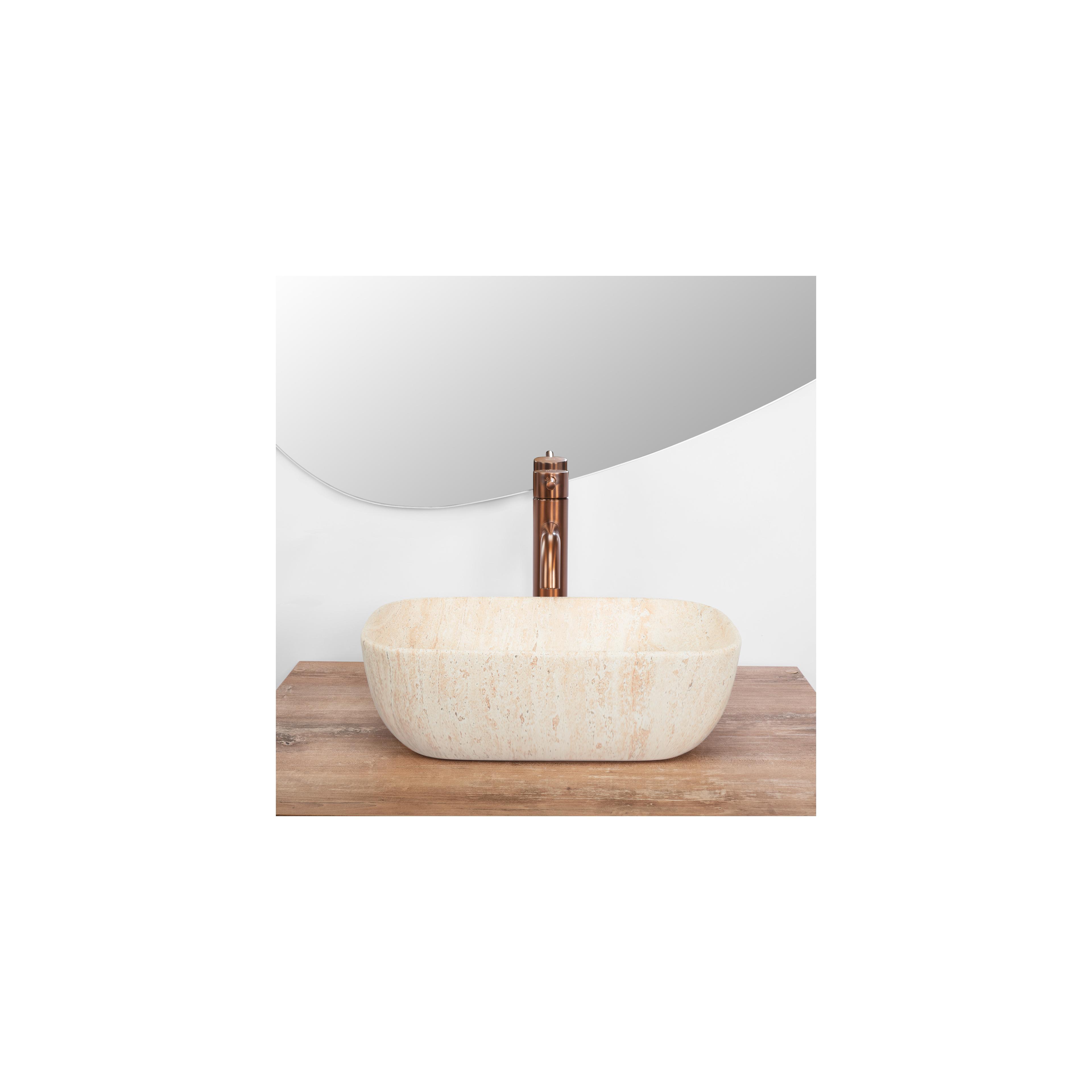 Lavabo sobre encimera Rea BELINDA MINI TRAVERTINE MATT