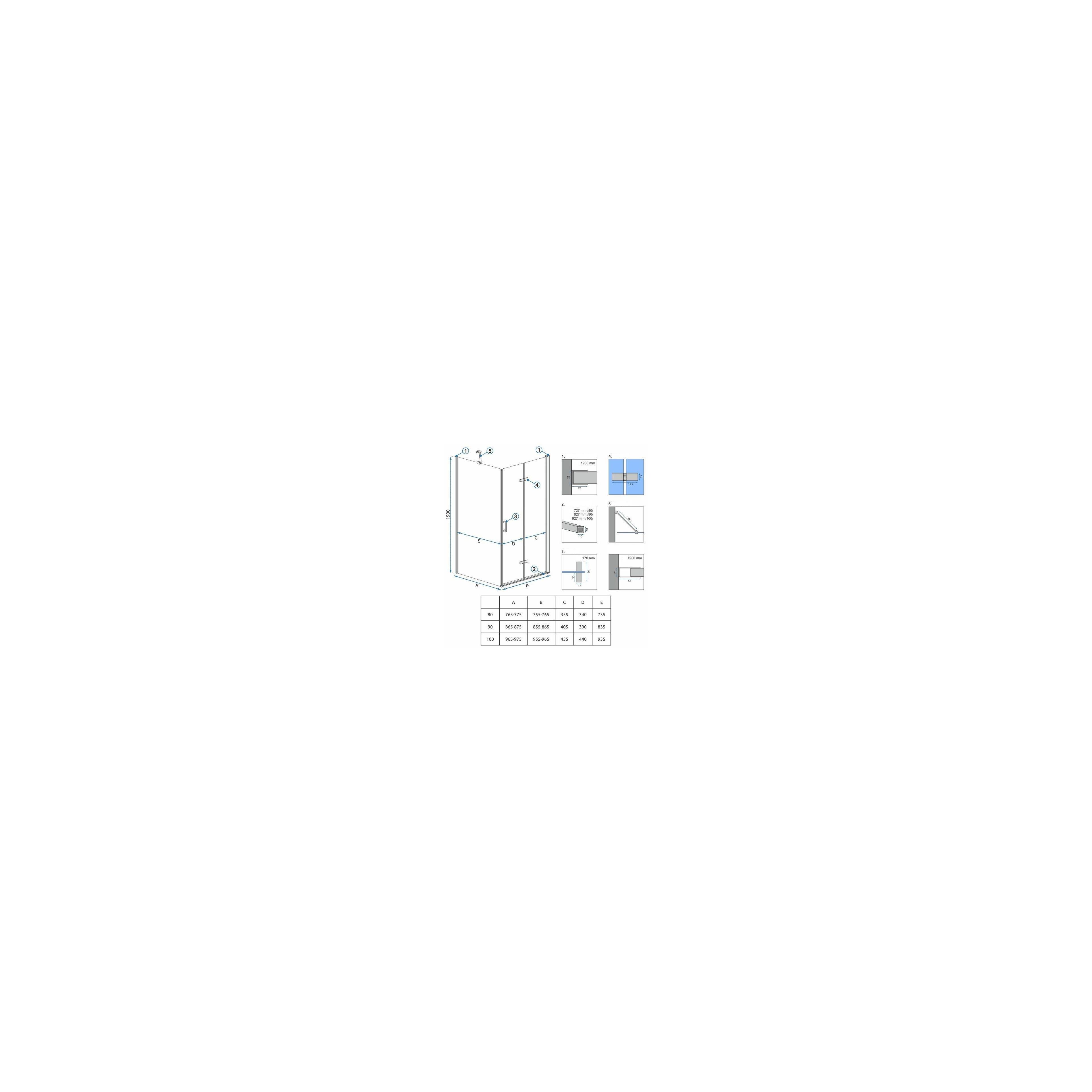Cabina doccia Rea Molier Chrom 100x90