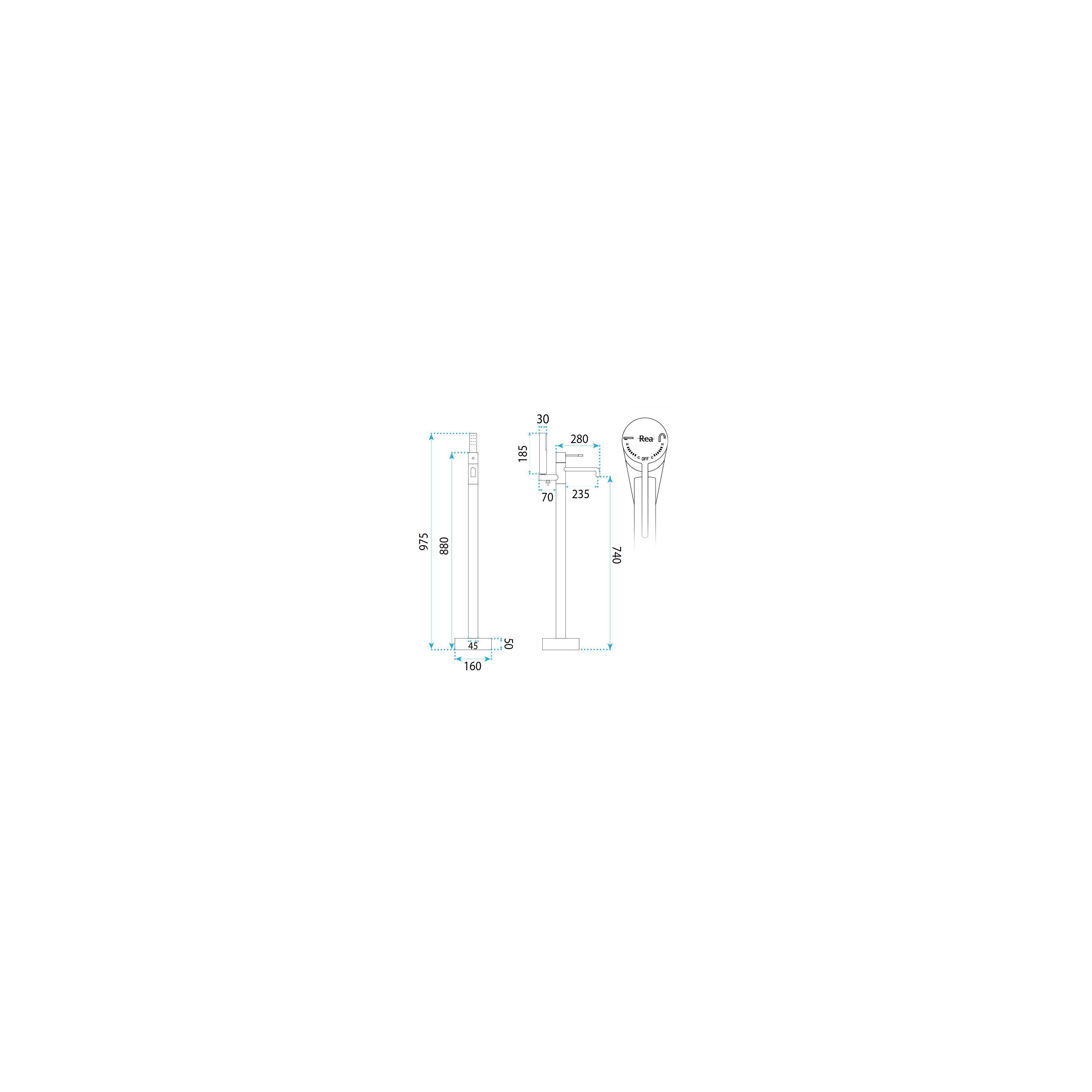 Vloeren  badmengkraan Rea Lungo Diamond Chrome