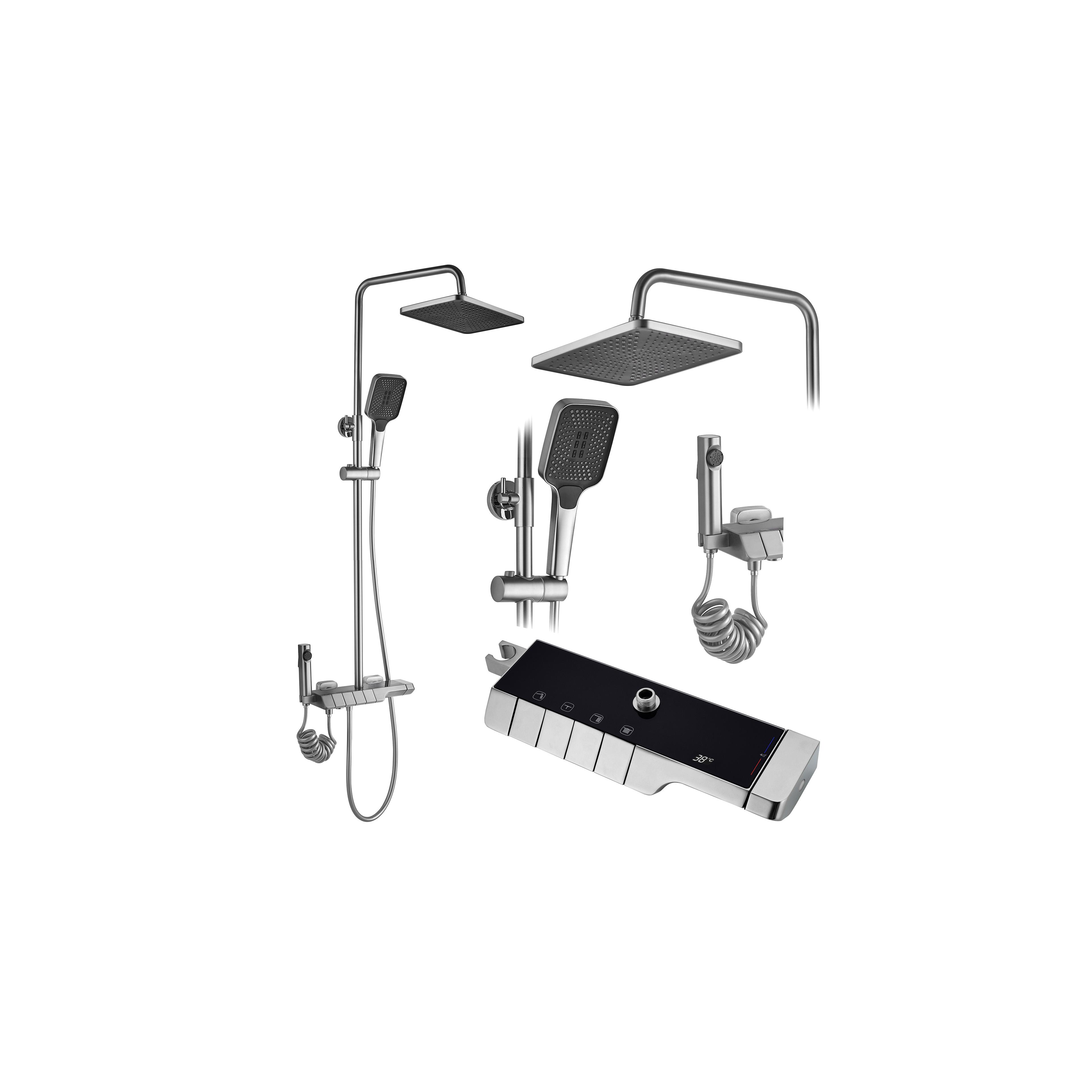 Sprchový set s termostatom REA ROB Nickiel Brush INOX