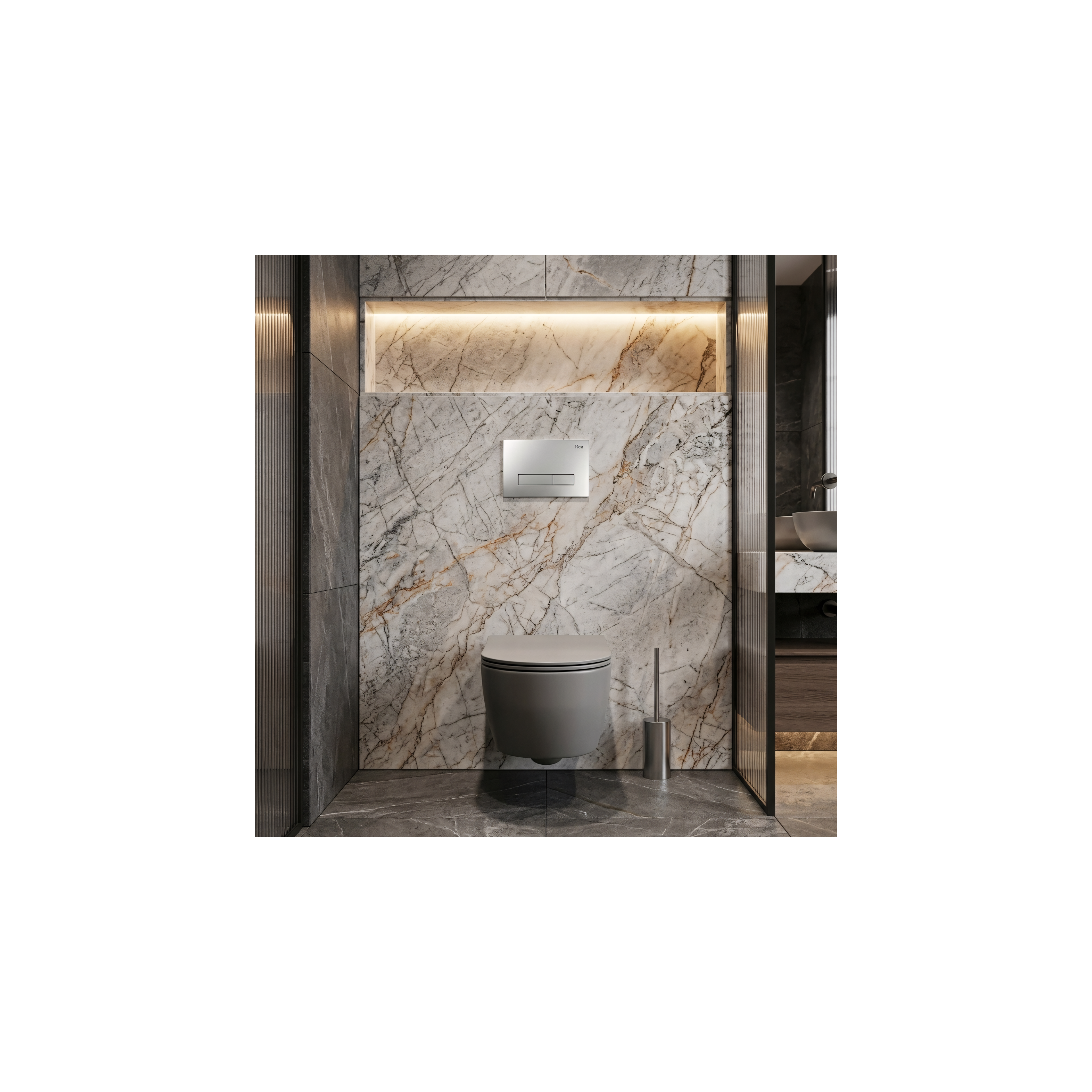 Potinkinis WC Rėmo Komplektas Slim 024N su HD Satin Mygtuku