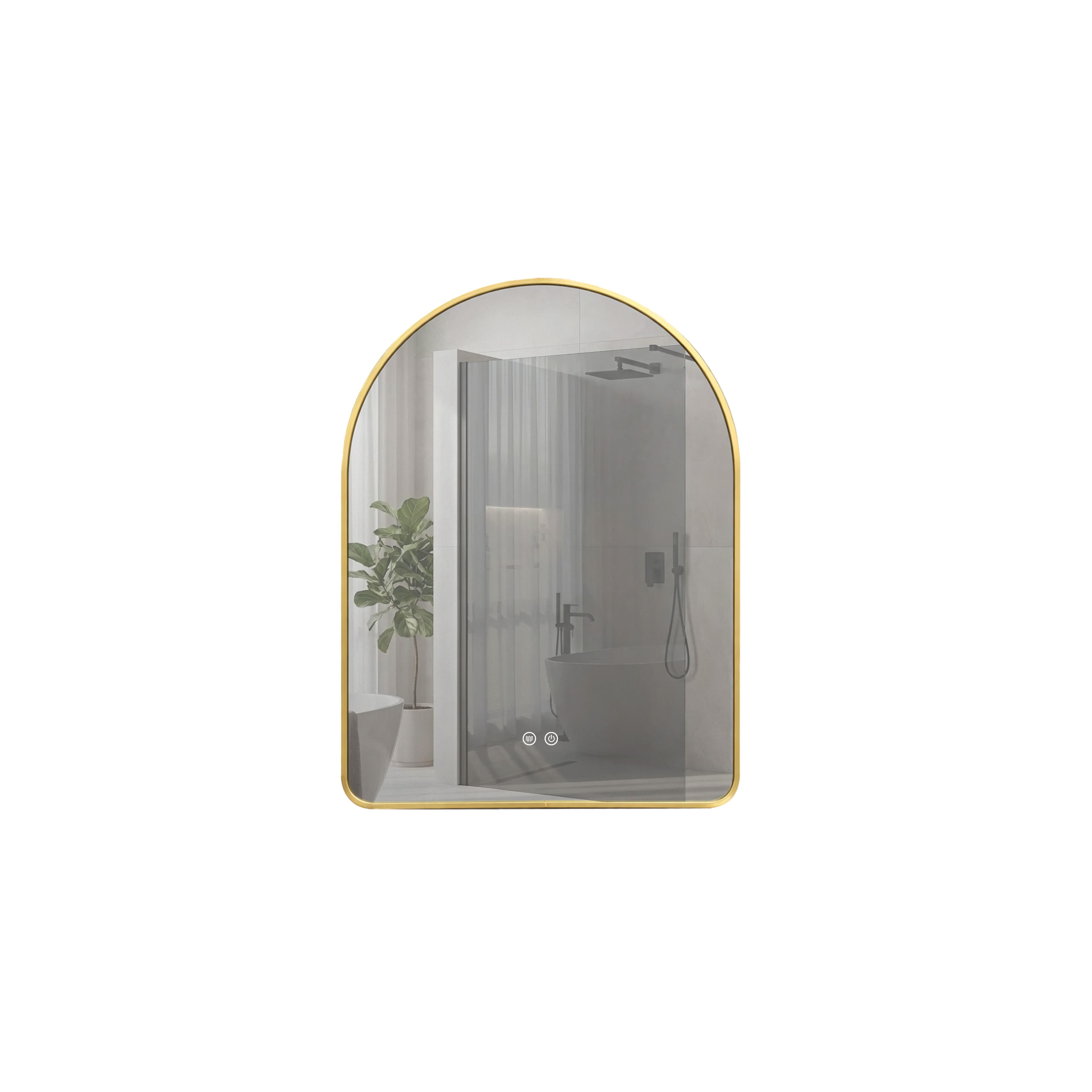 ESPELHO DE PAREDE LED 80x60cm CAMLOT Brush Gold