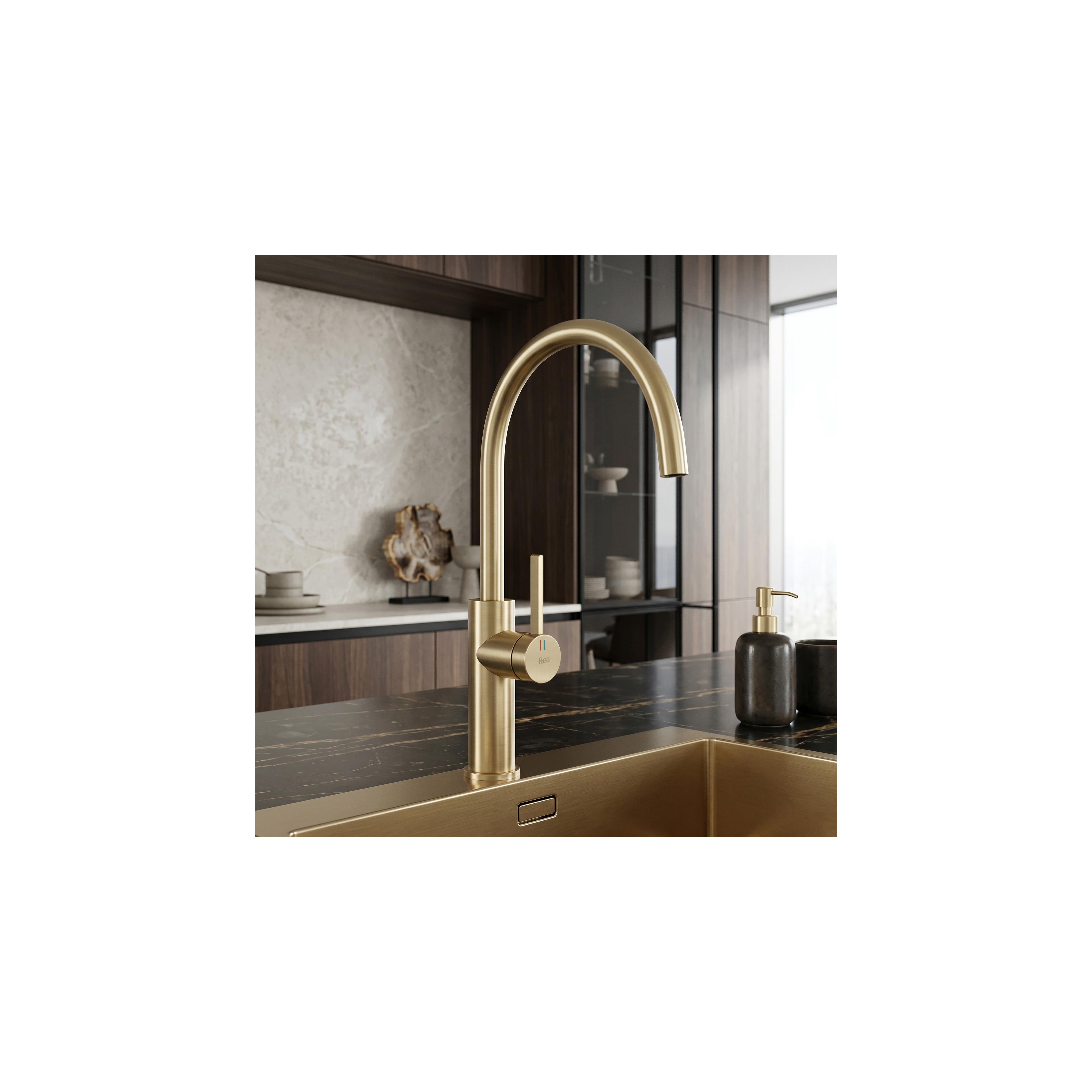 Kitchen faucet REA Rivo Brush Gold