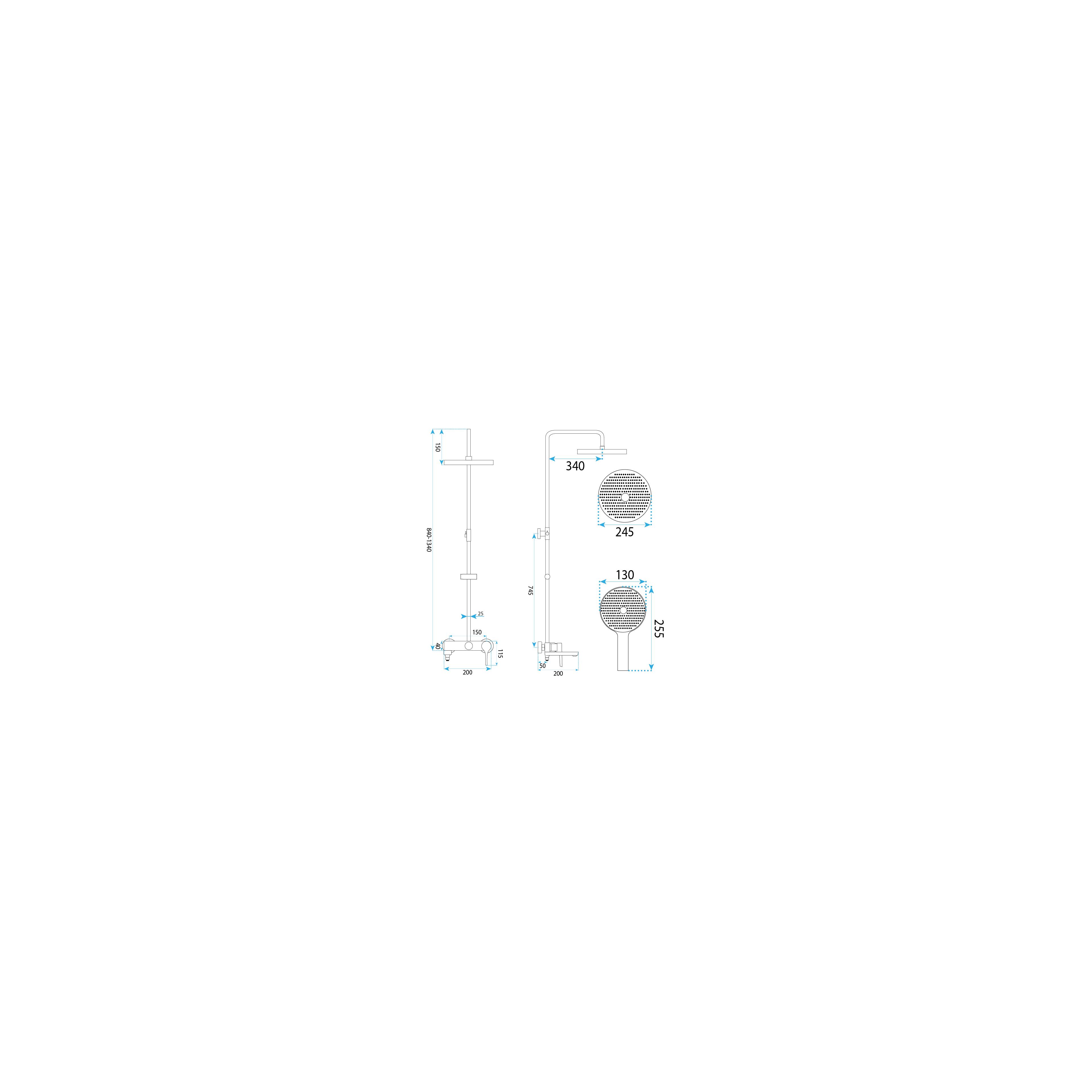 Shower set PREMIUM Rea Maxim Brush Gold