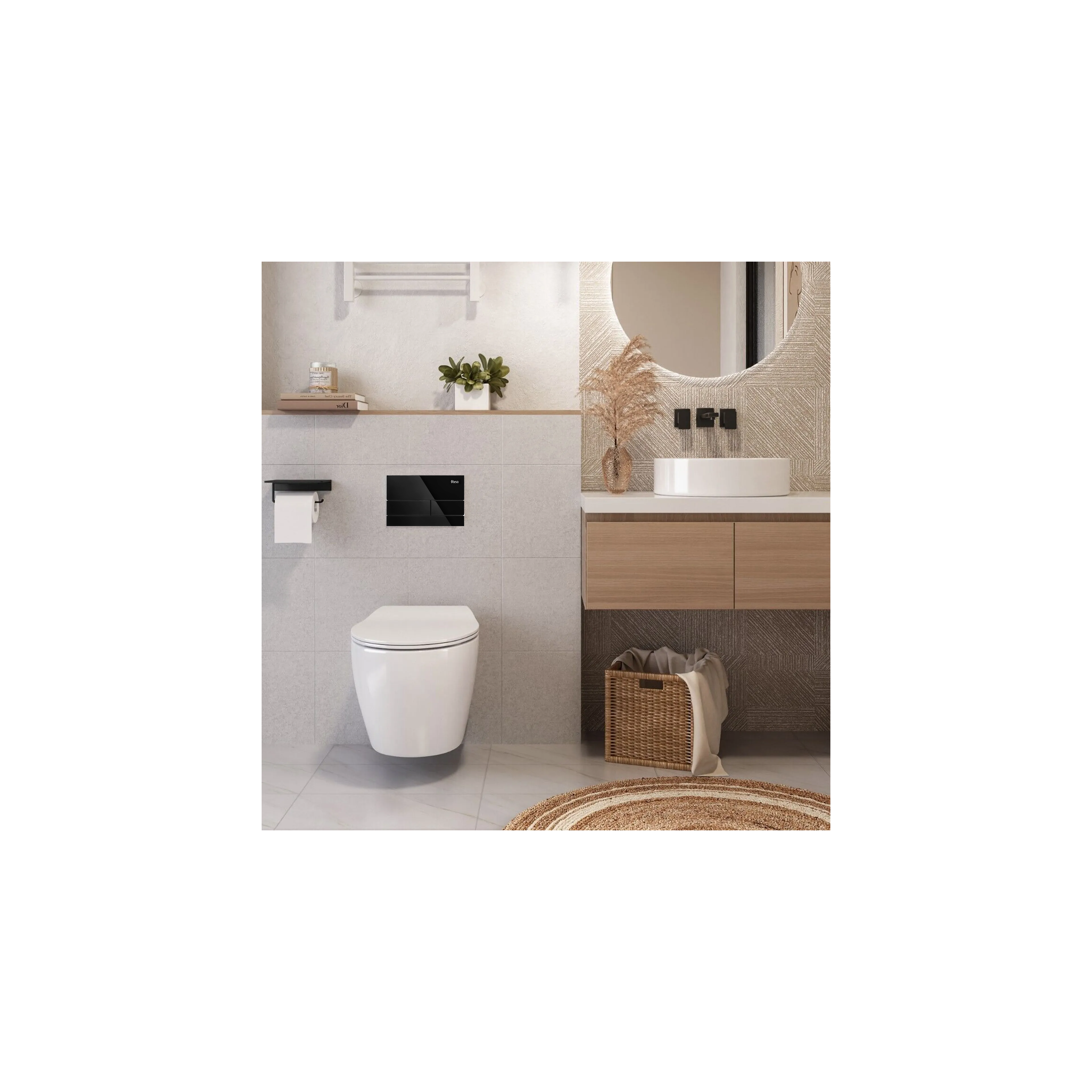Toilet Flush Button K011A-Q Rea T Black Glass