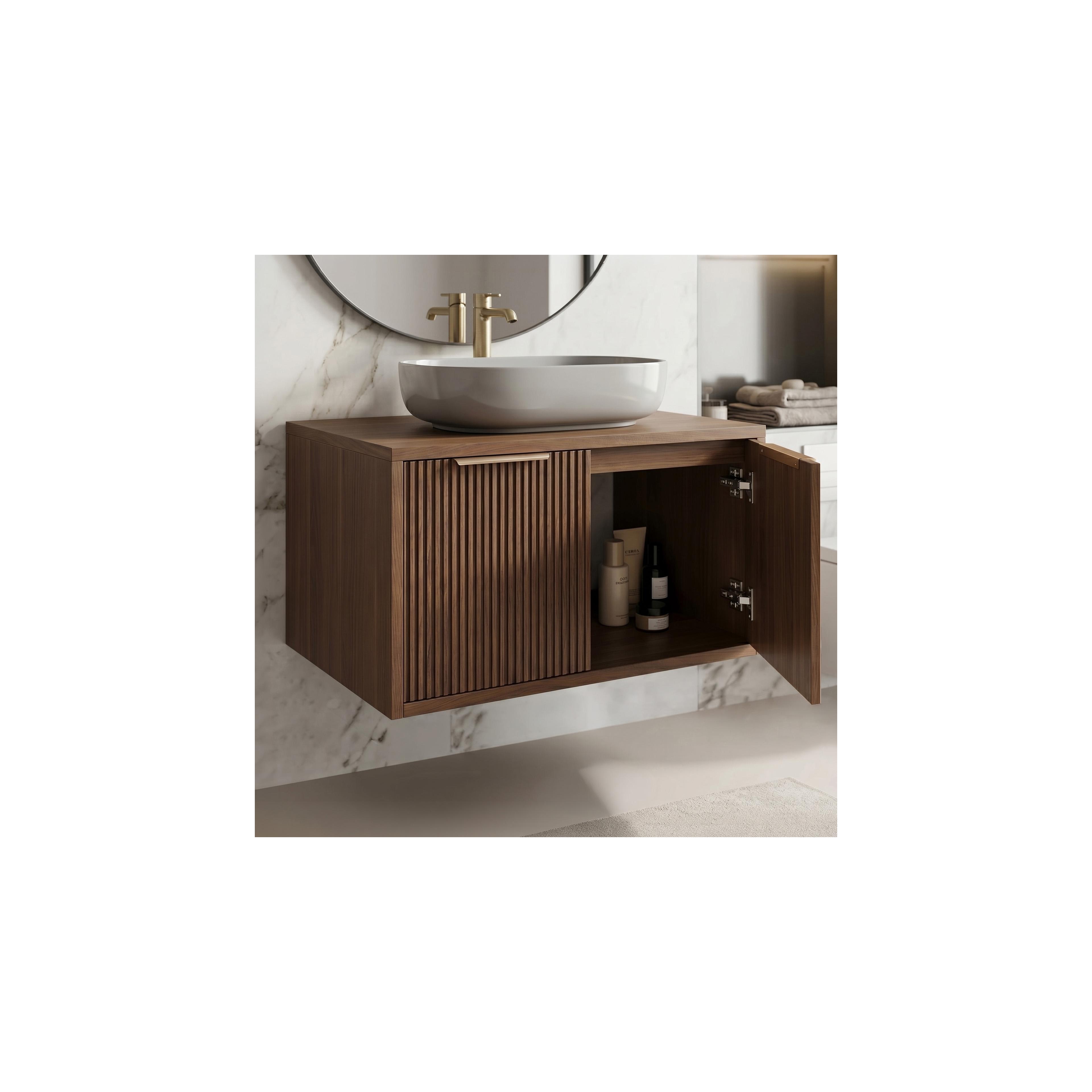 Bathroom vanity cabinet Rea Core 80cm Brown