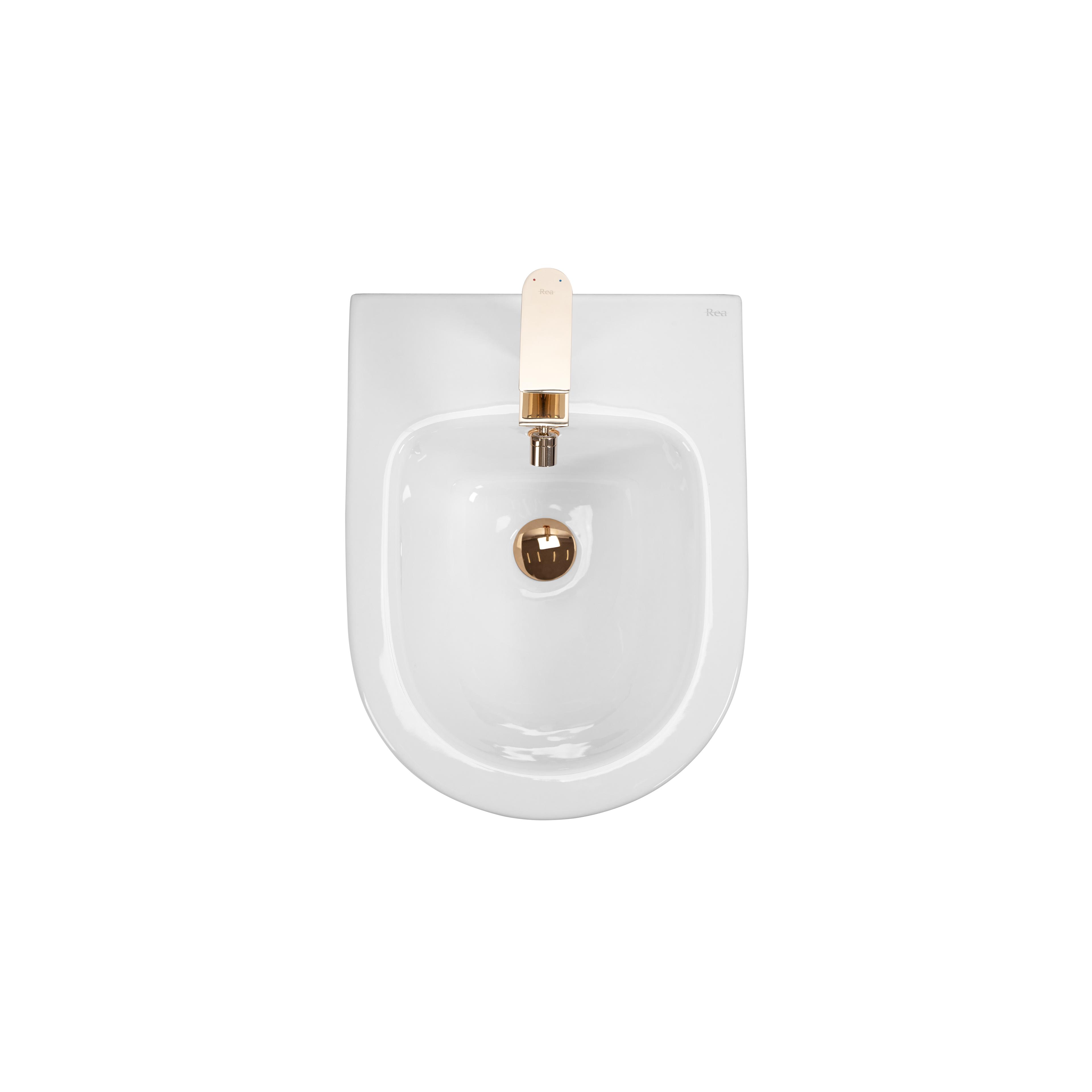 Bidet podwieszany Rea Carlo Mini White Gold Edge