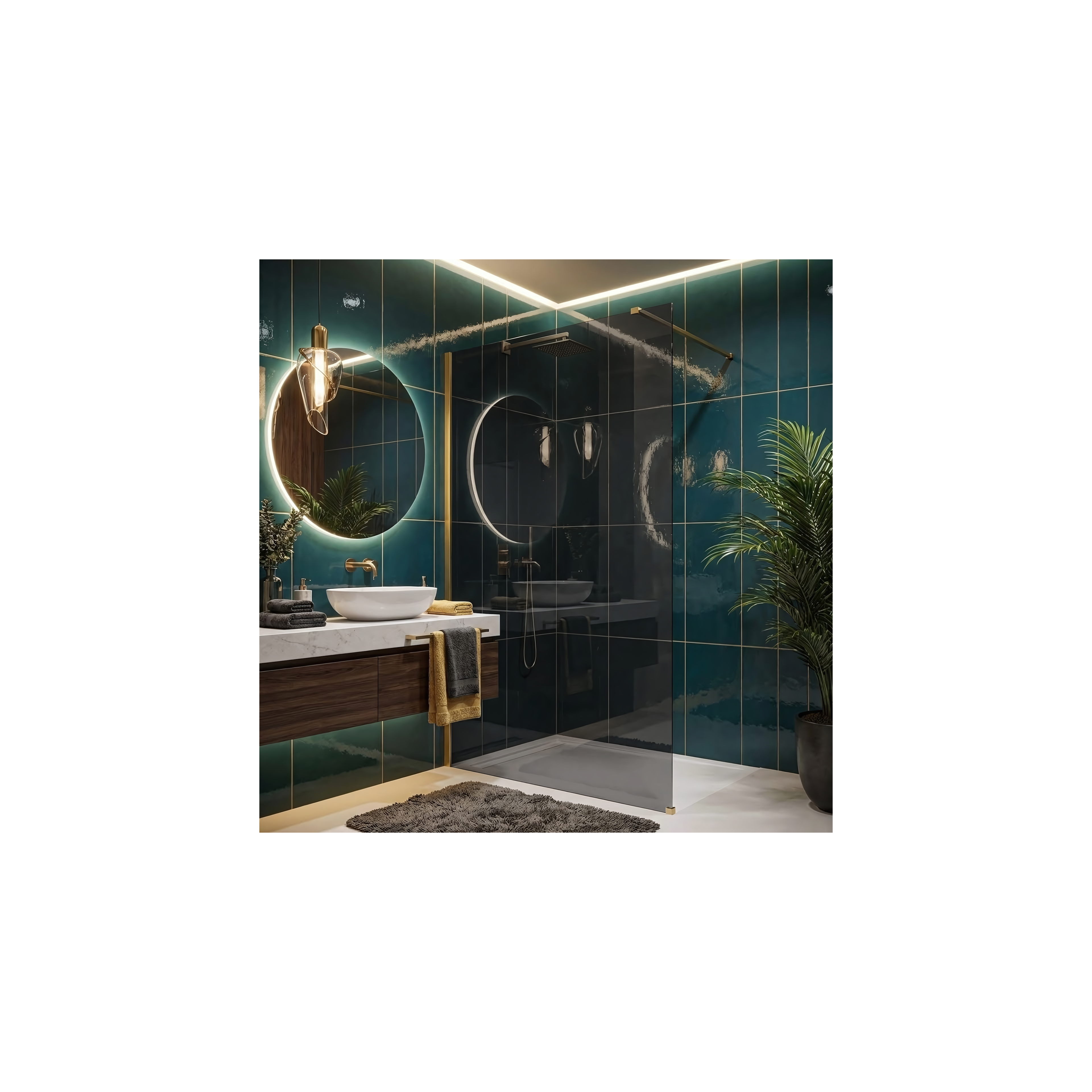 Paroi de douche Rea Flexi Grey / Brush Gold 130