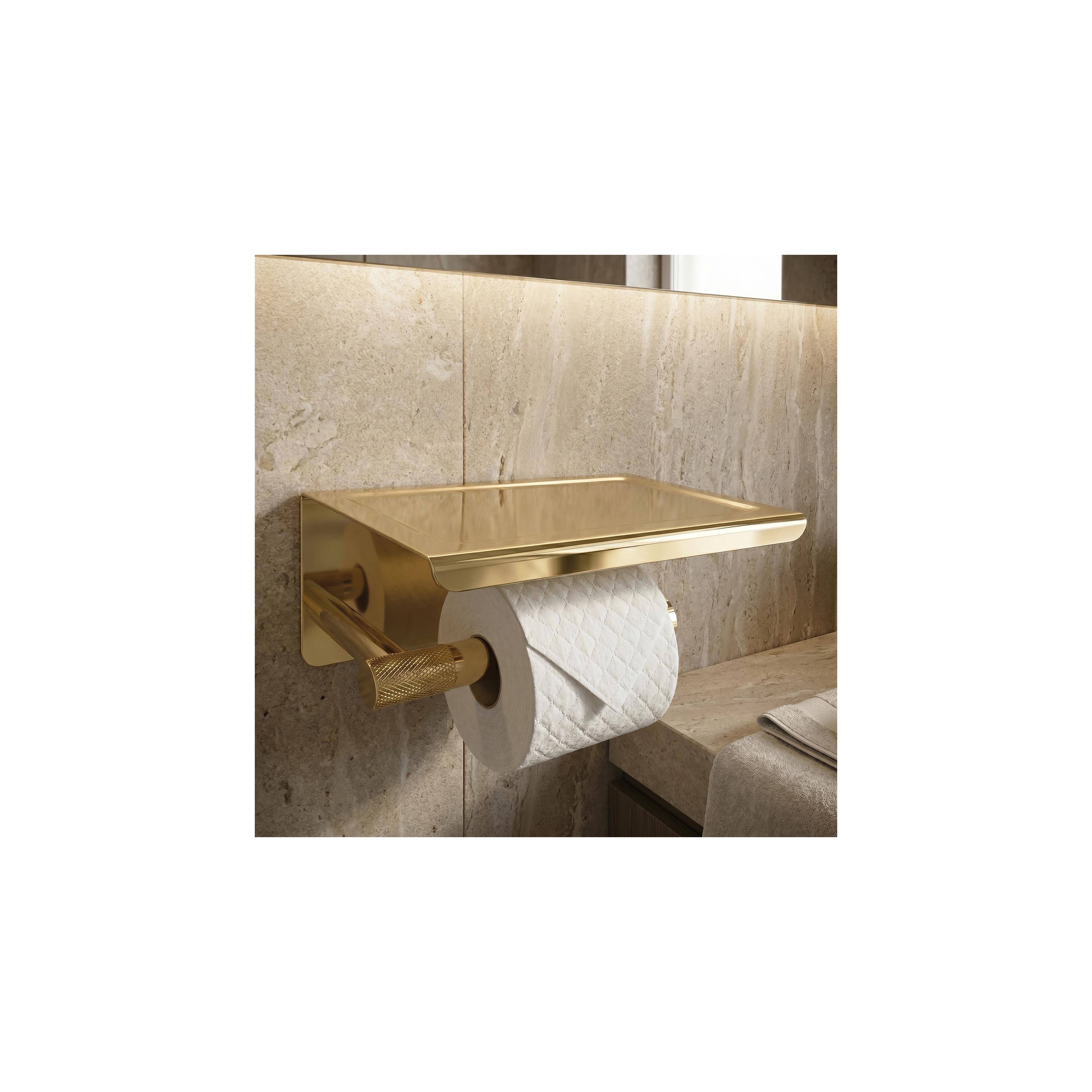 Toilet paper holder with shelf 6613 Modern Gold