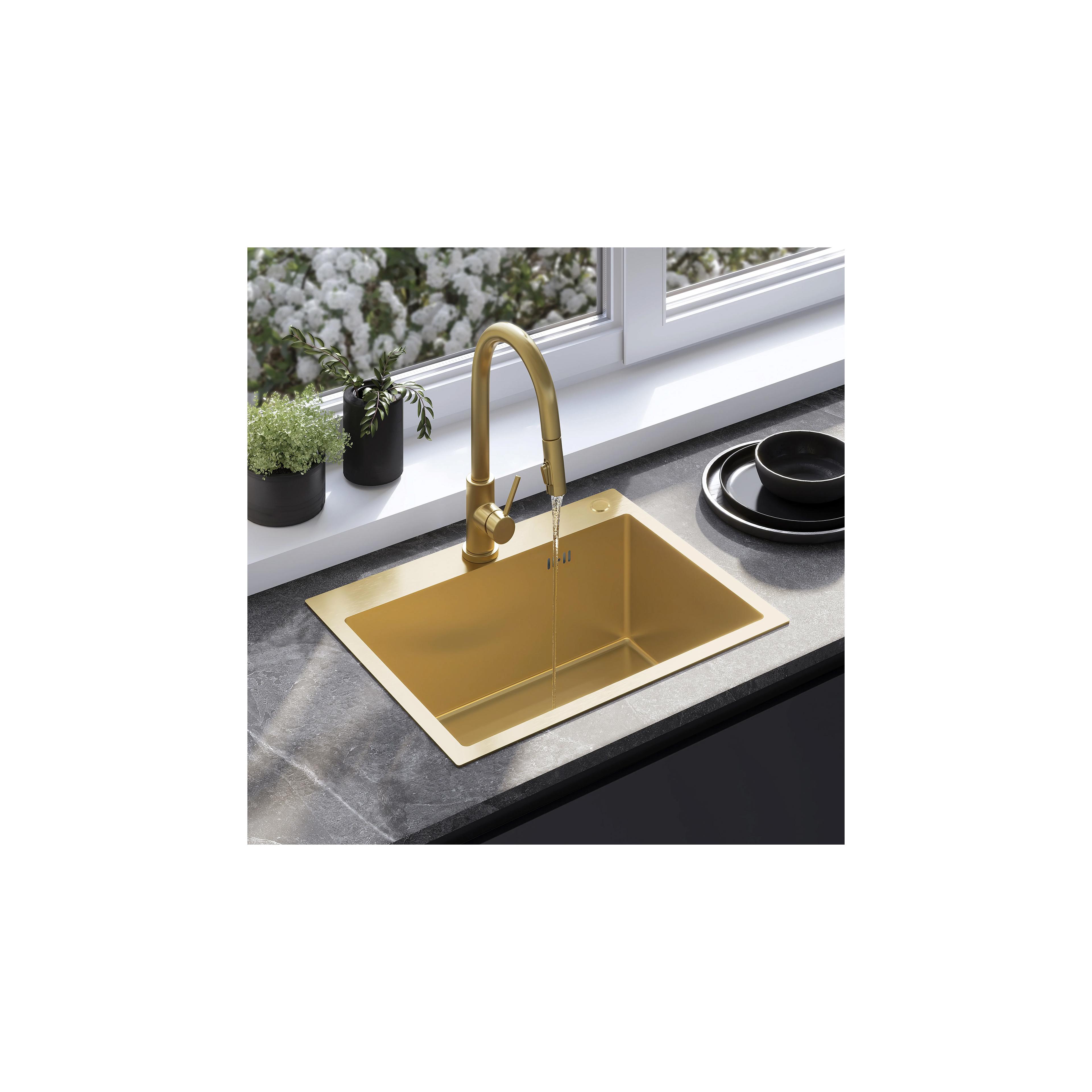 Chiuvetă inox Liam BRUSH GOLD