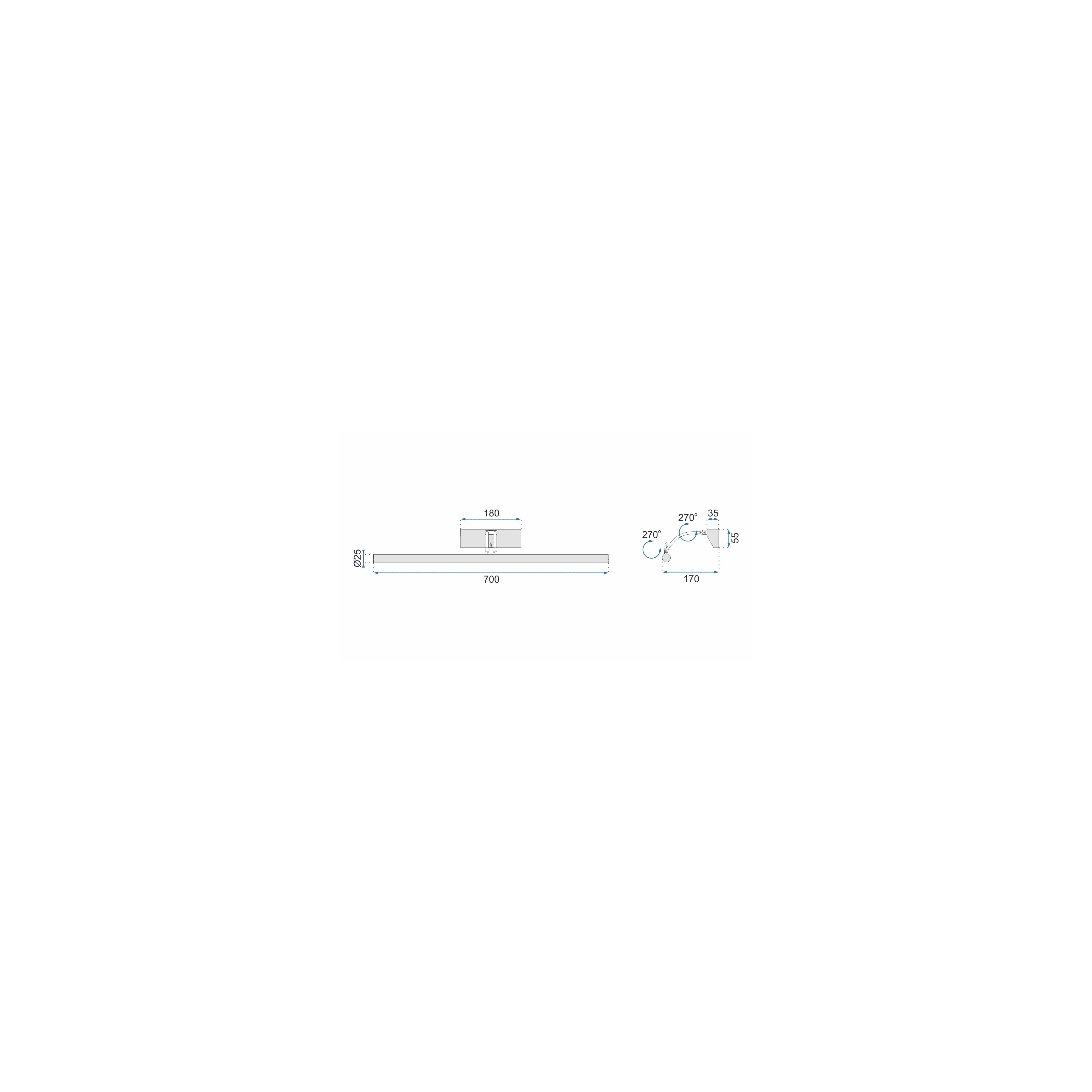 Lampe Murale LED 9W 70CM APP366-1W CHROME