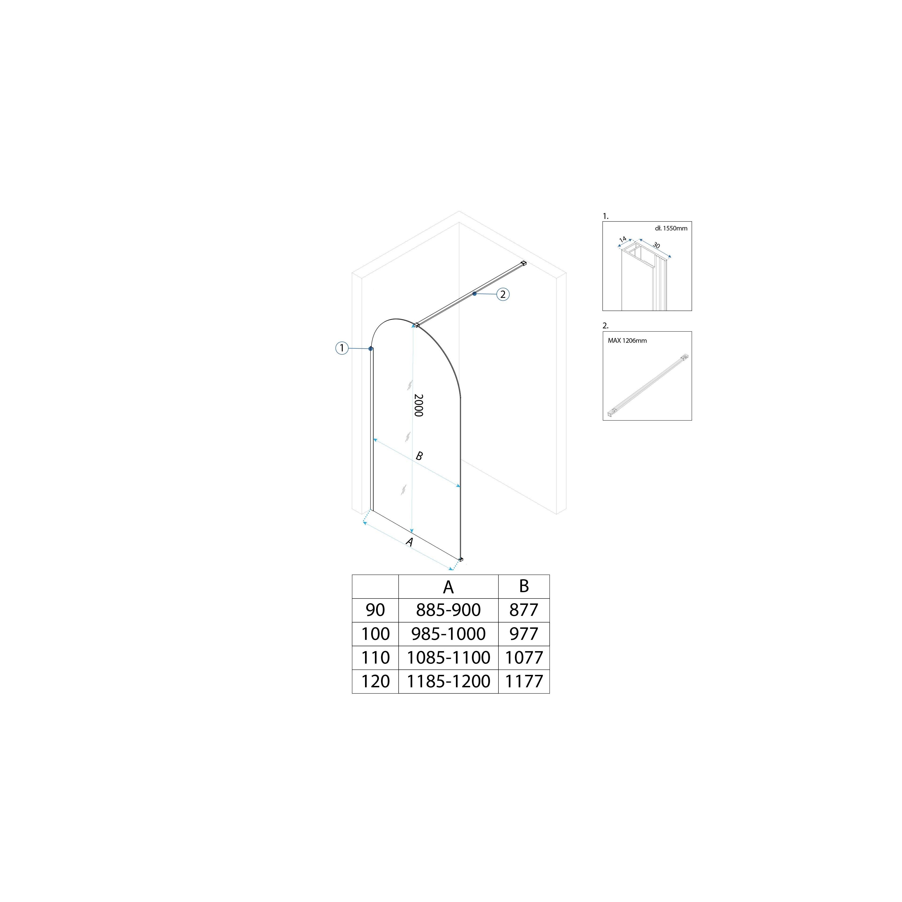 Duschvägg Rea Heaven Brush Gold 100