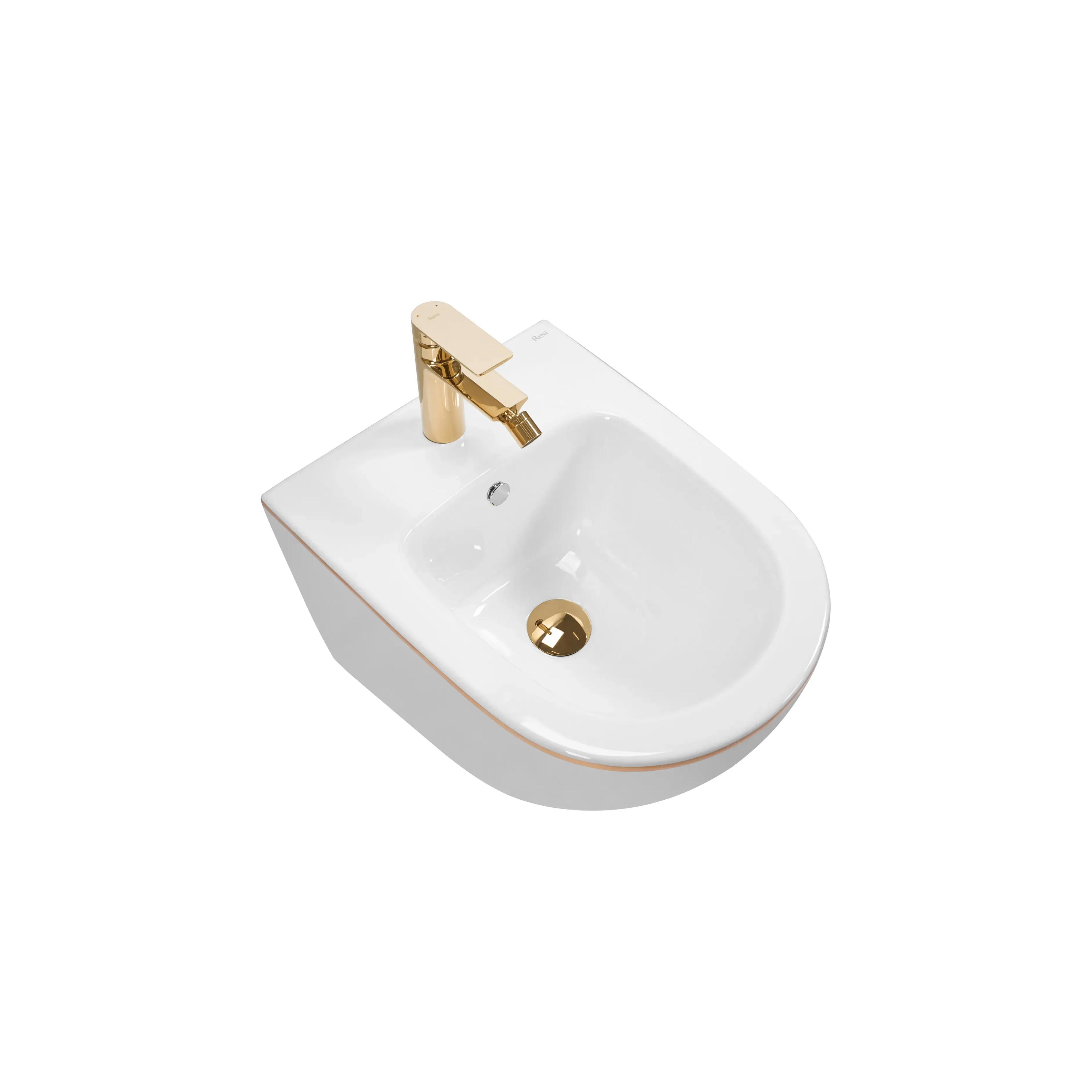 Bidet sospeso Rea Carlo Mini White Gold Edge