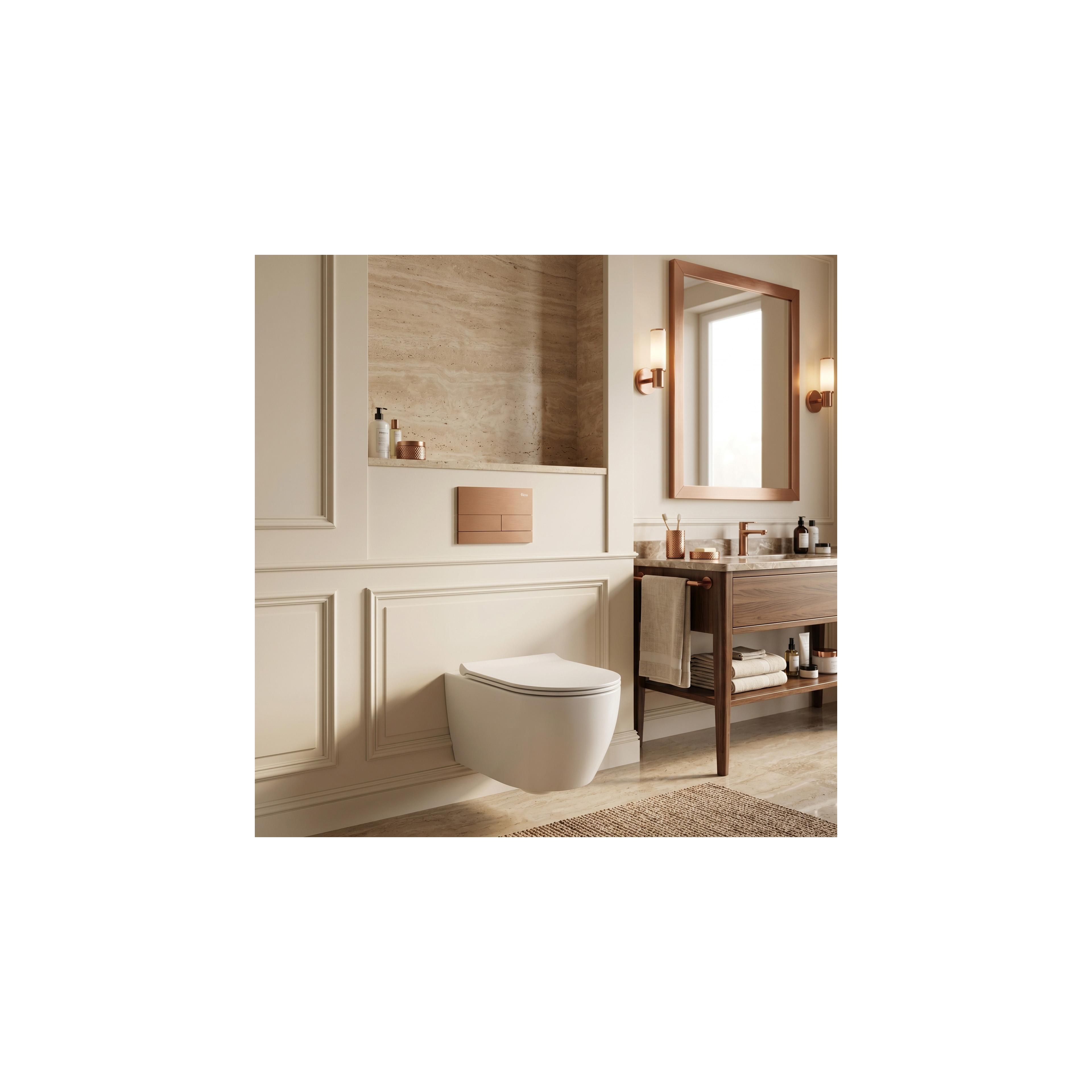 Unterputz-WC-Gestell Set Slim 024N mit T Brush Copper Drückerplatte