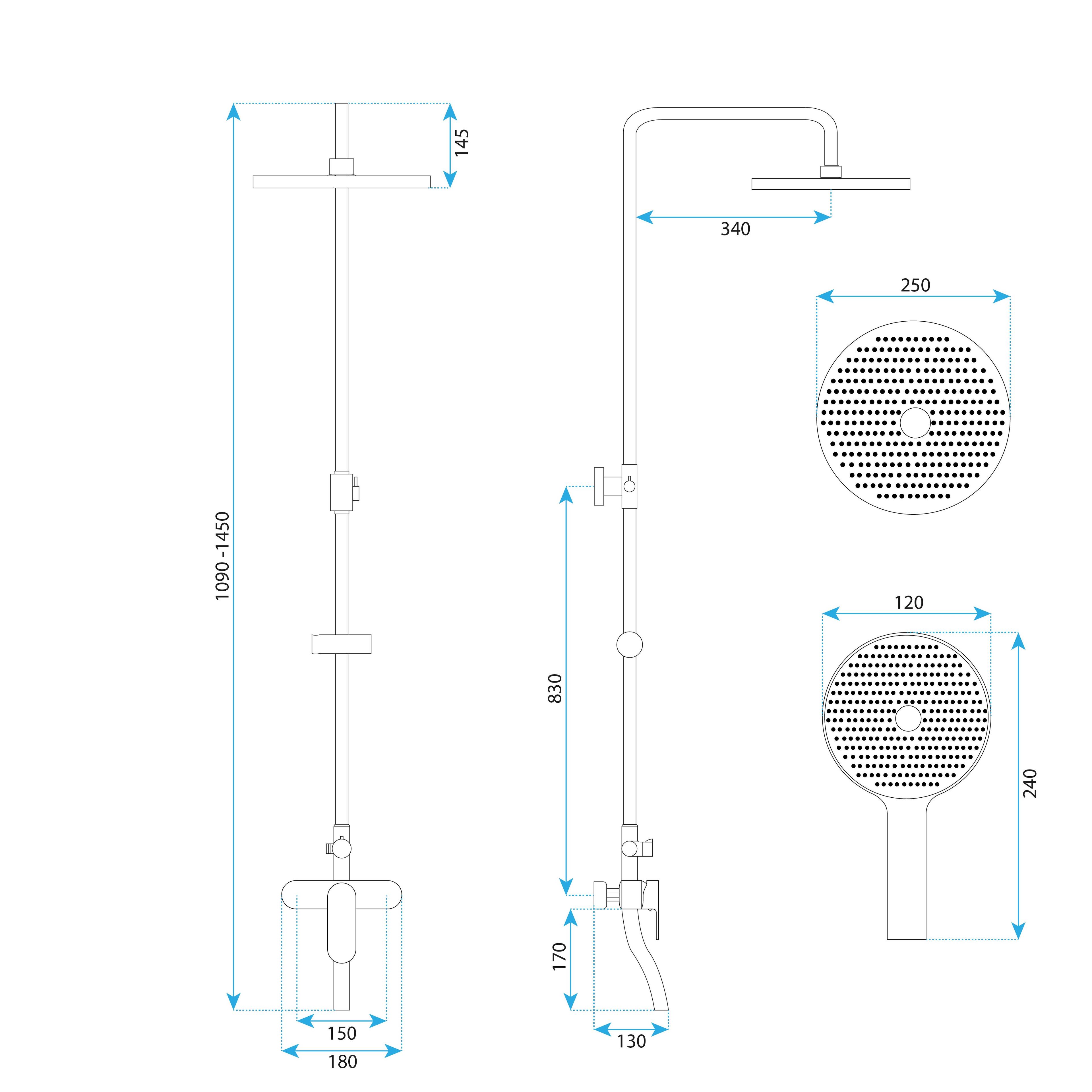 Shower set REA DROP Brush Gold