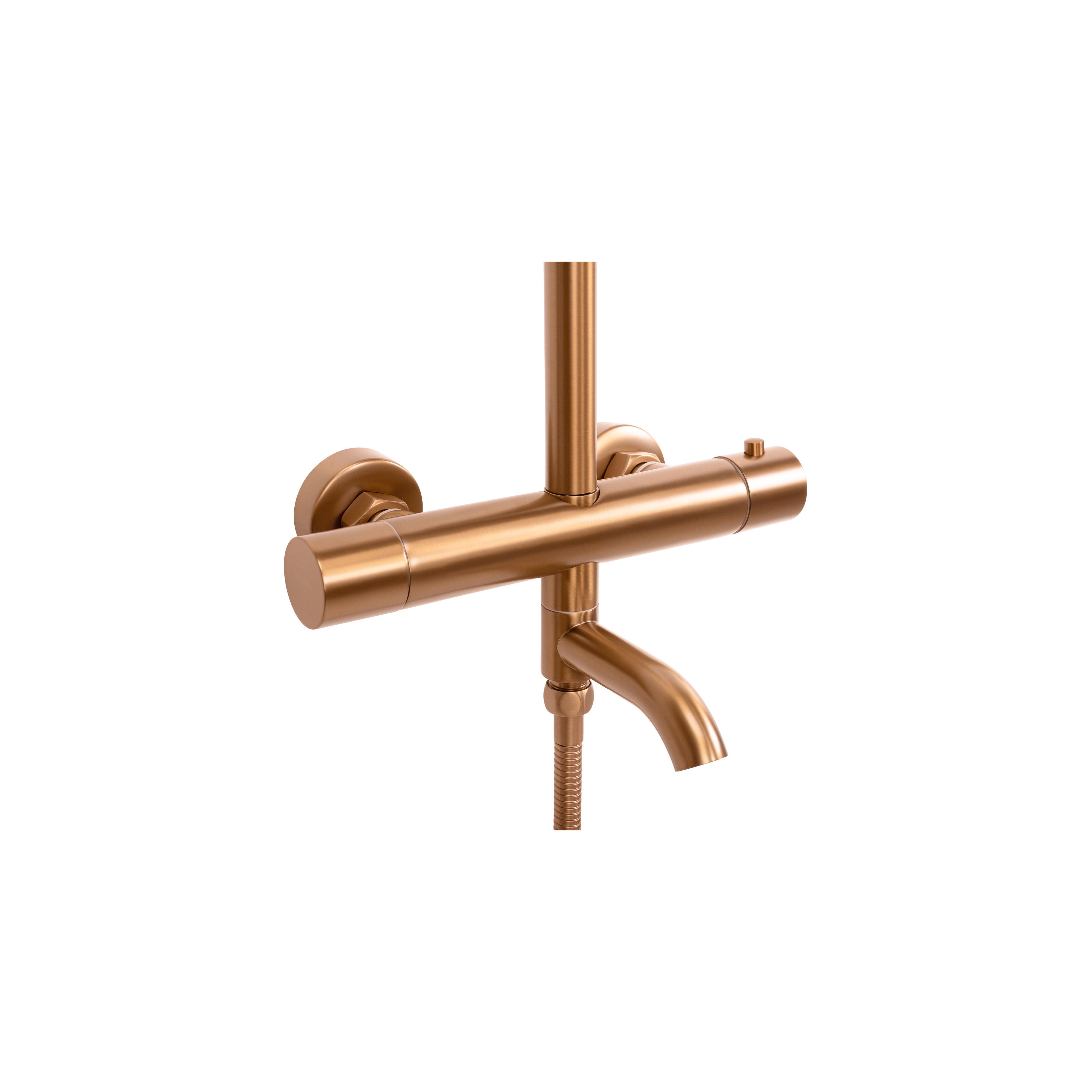 Shower set with thermostat REA Lungo Copper Brush
