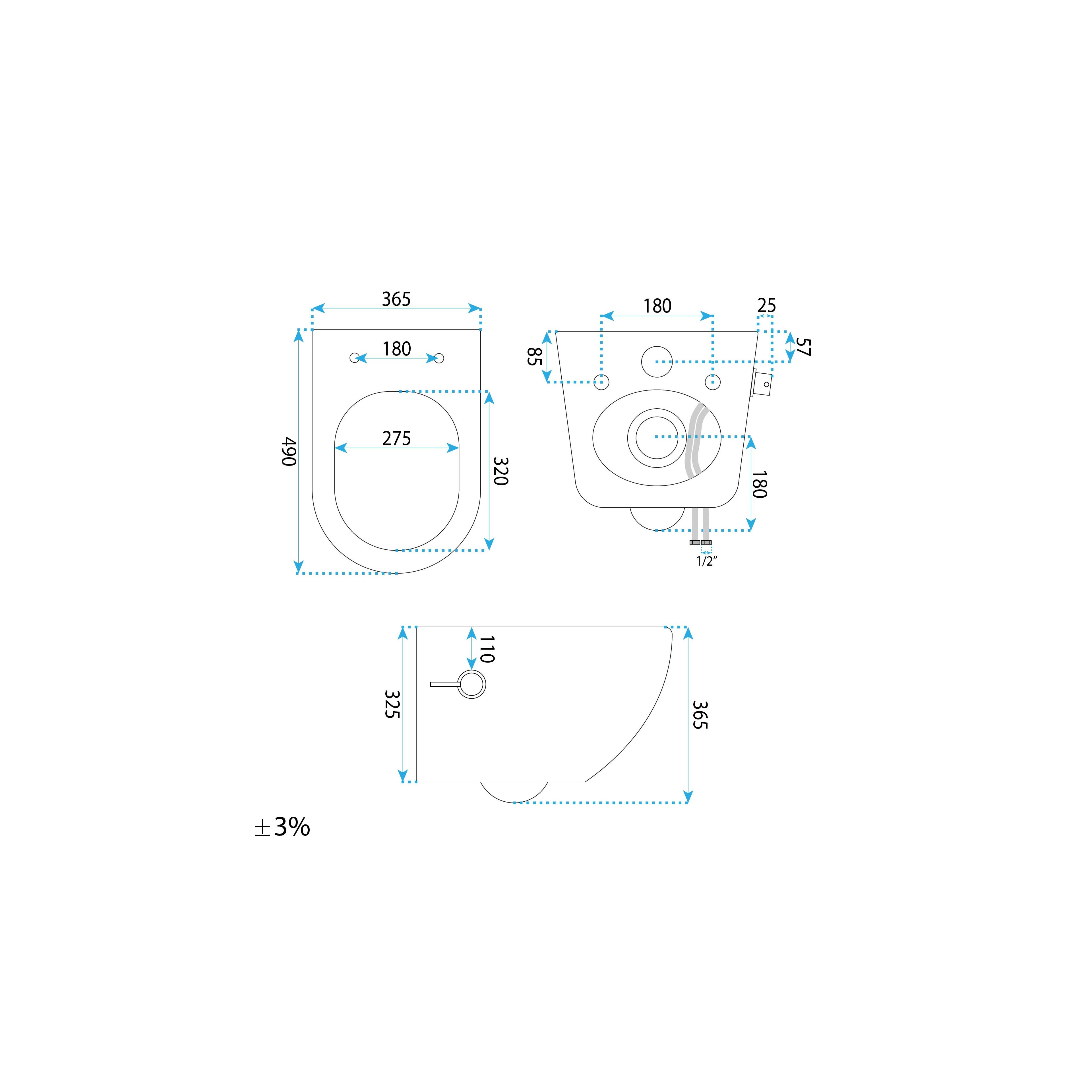 toilet bowl REA Carlo Lux Rimless with bidet function