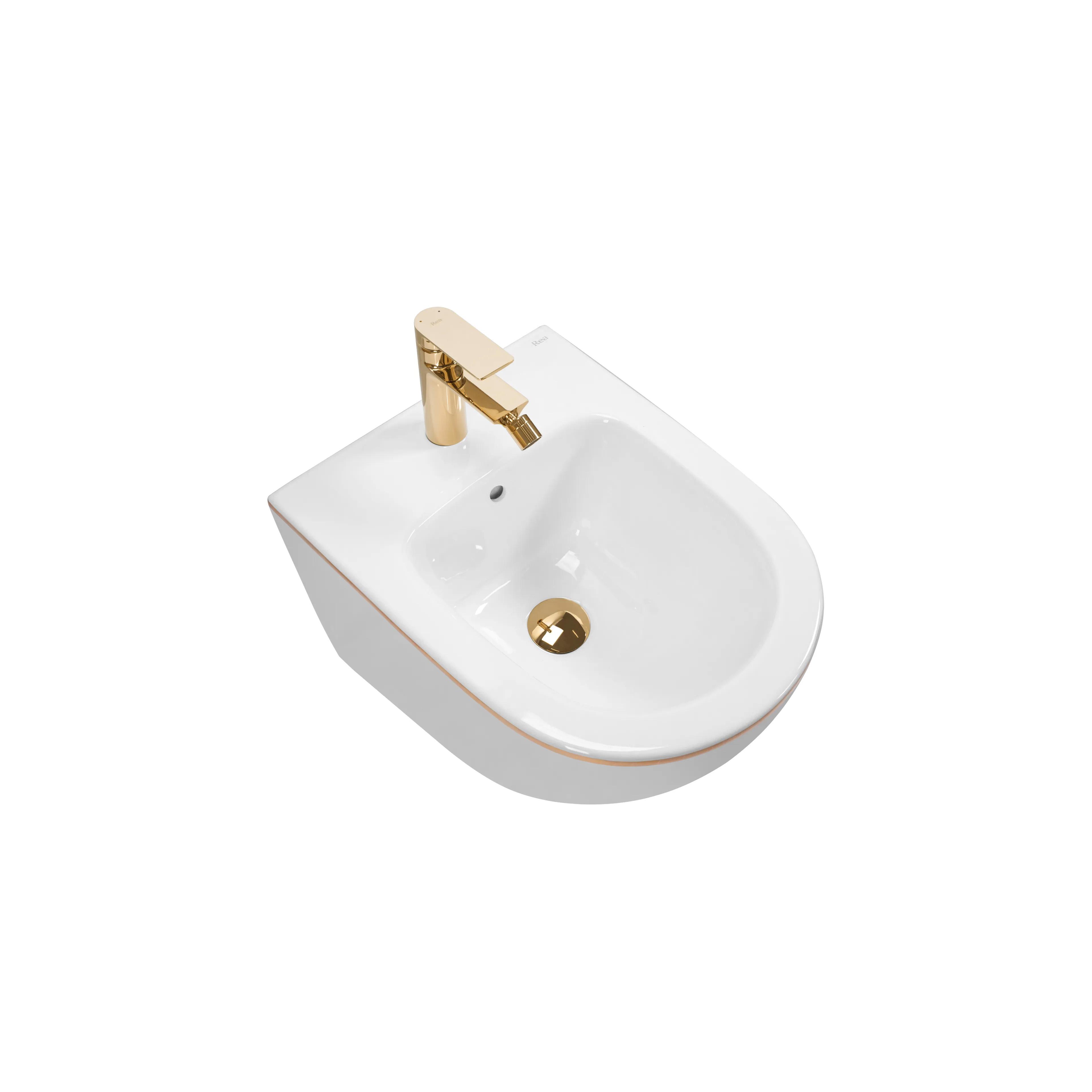 Bidet podwieszany Rea Carlo Mini White Gold Edge