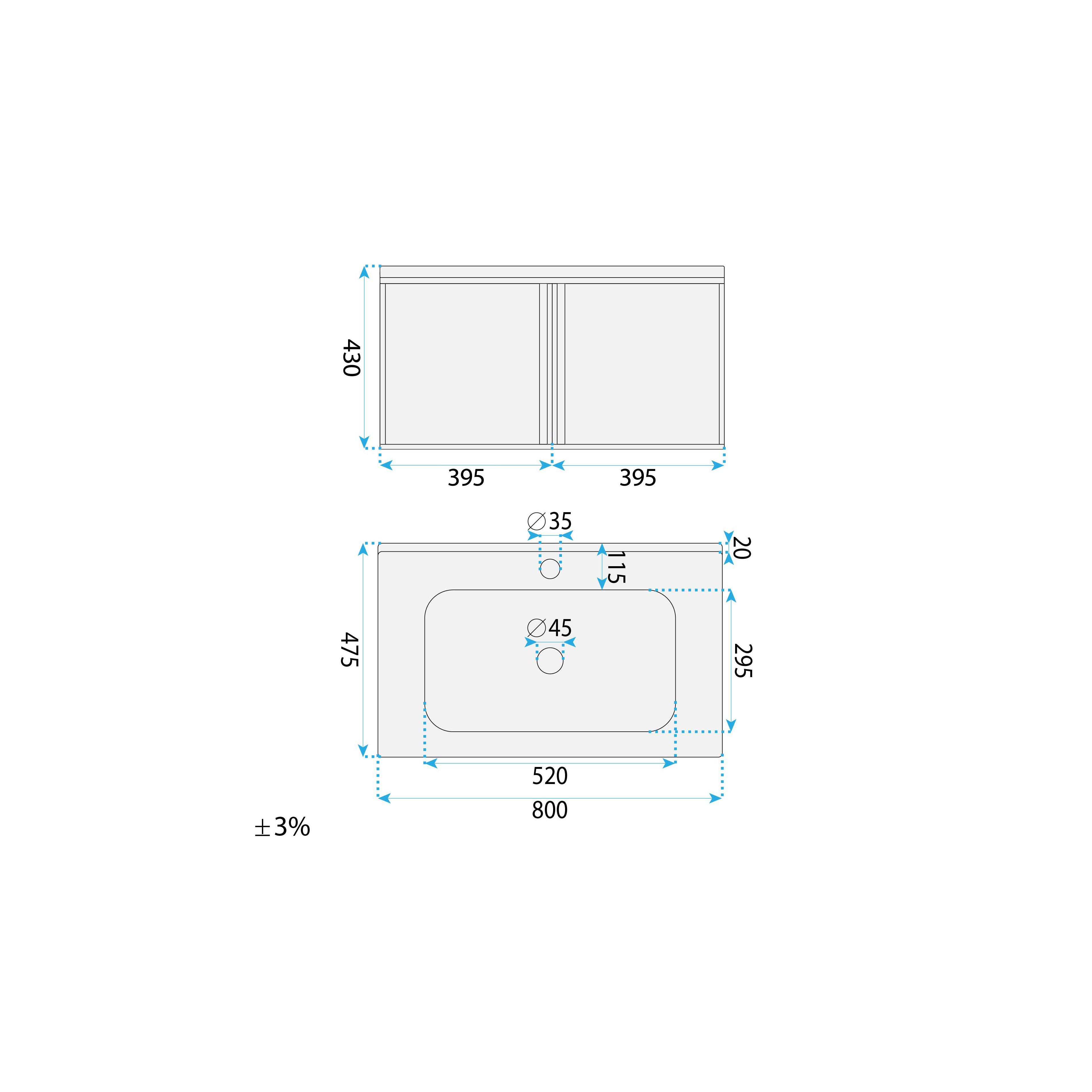 Badkamermeubelset met wastafel Gama T25023 HHL 80CM