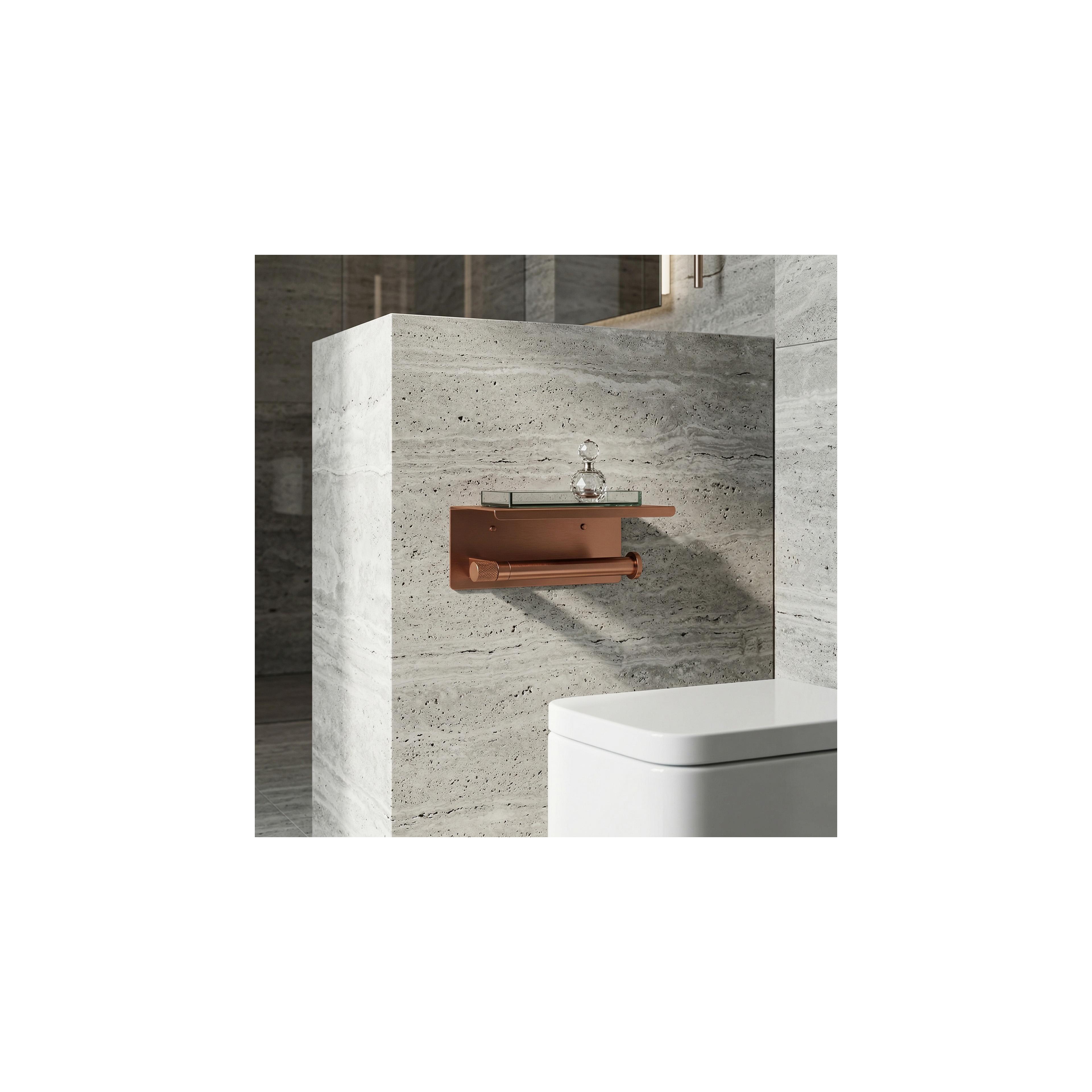 Toalettpappershållare med hylla 39105A ORI Brush Copper