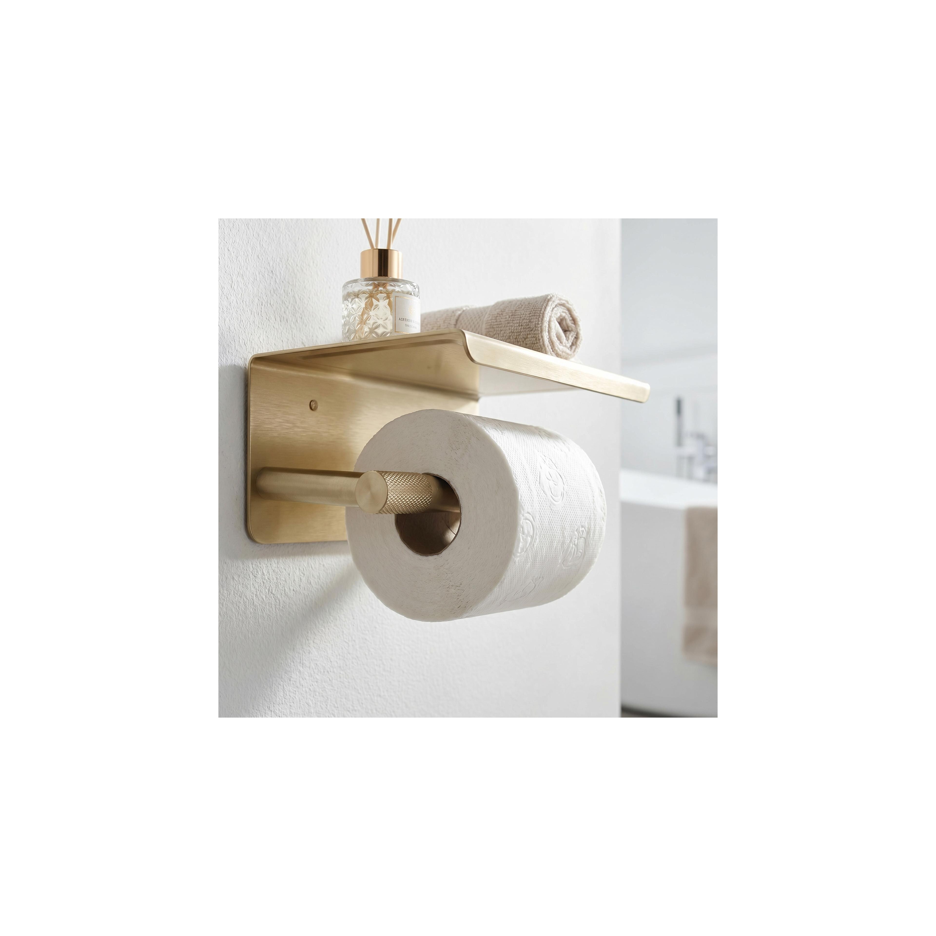 Toilet paper holder with shelf 6613 Modern Gold Brush