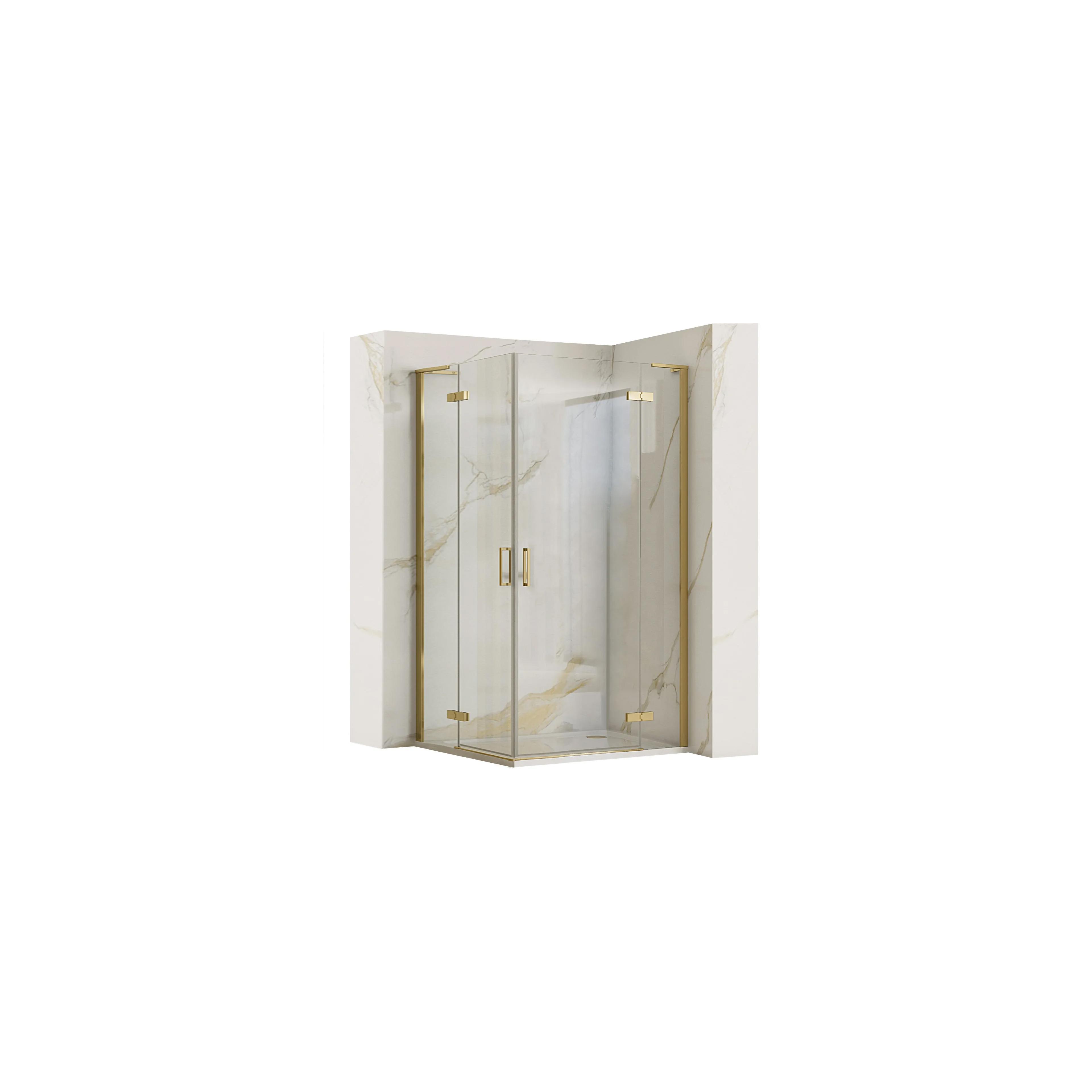 Dviguba dušo kabina REA Hugo 100x100 Brushed Gold