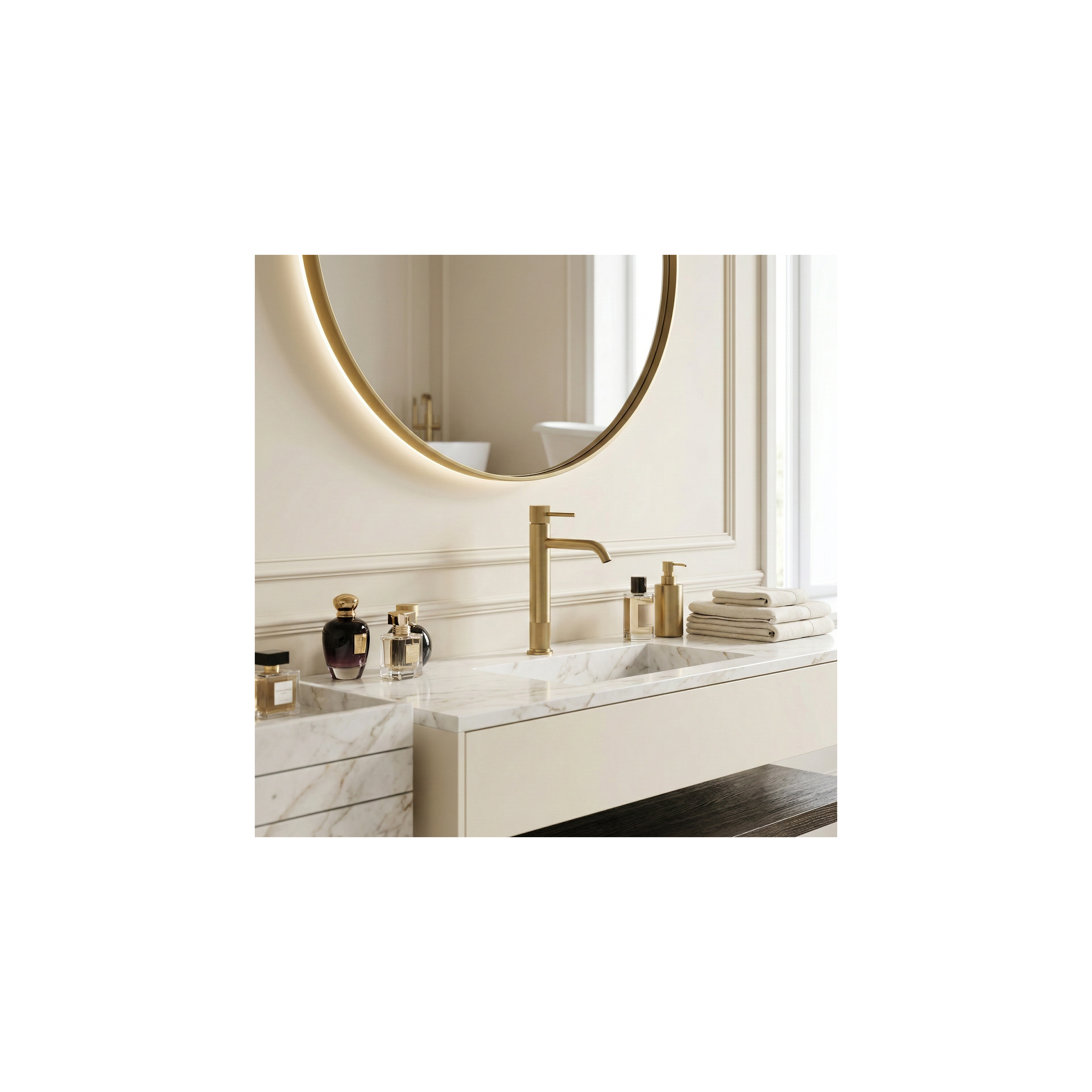 Baterie pentru baie Rea Lungo Stripe Brush Gold