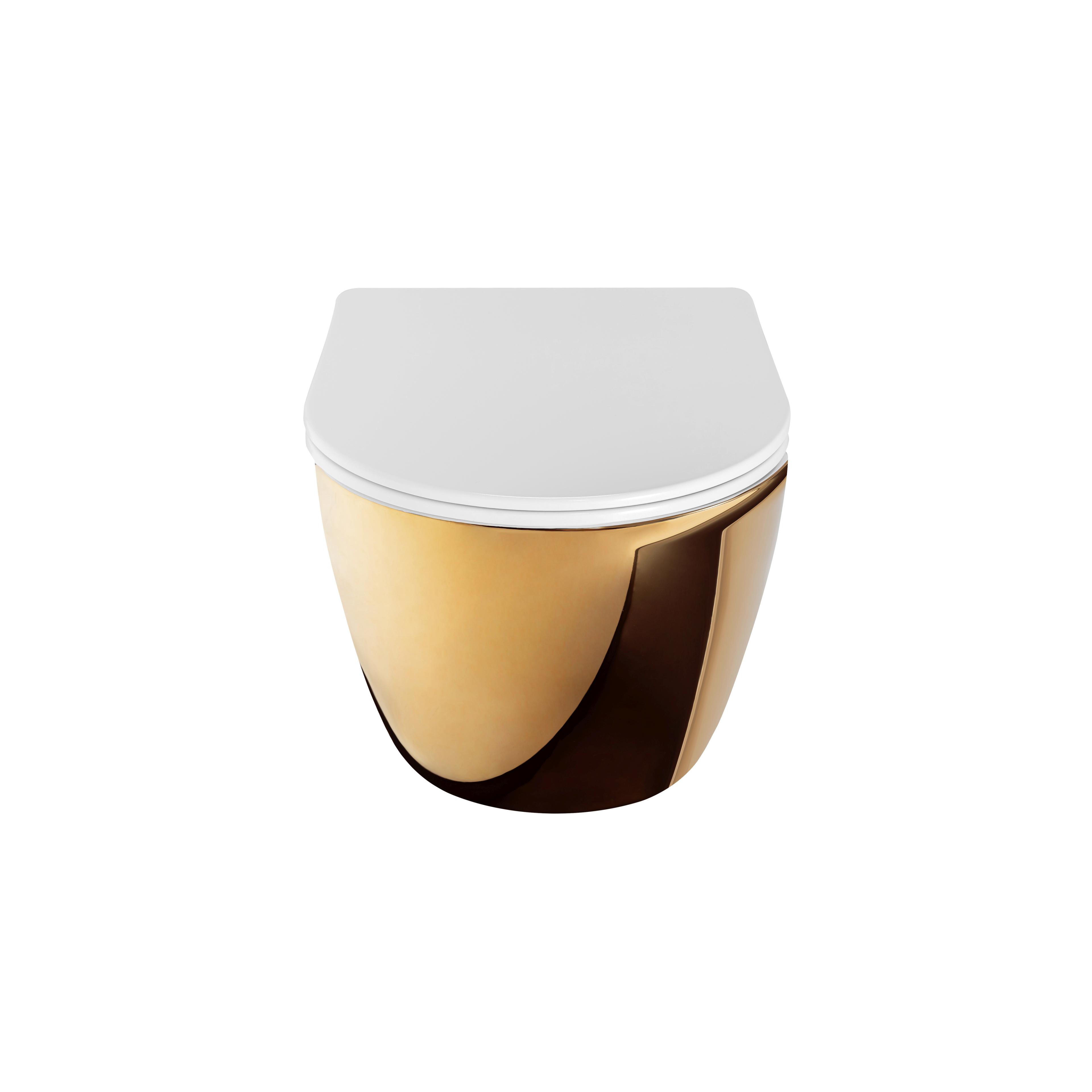 Hangende toilet Rea Carlo Mini Flat Gold White