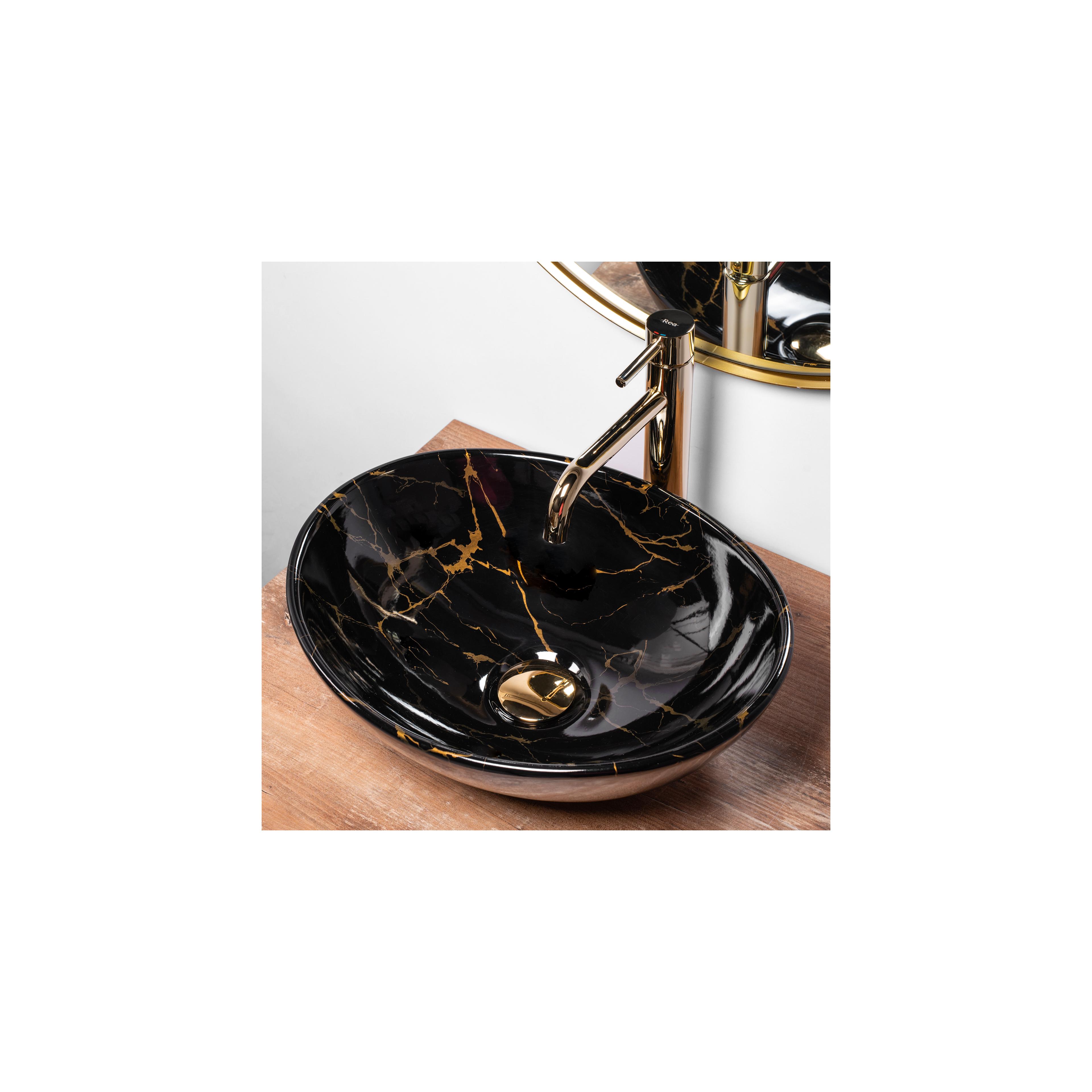 Lavabo de sobremesa Rea Sofia Black Marble