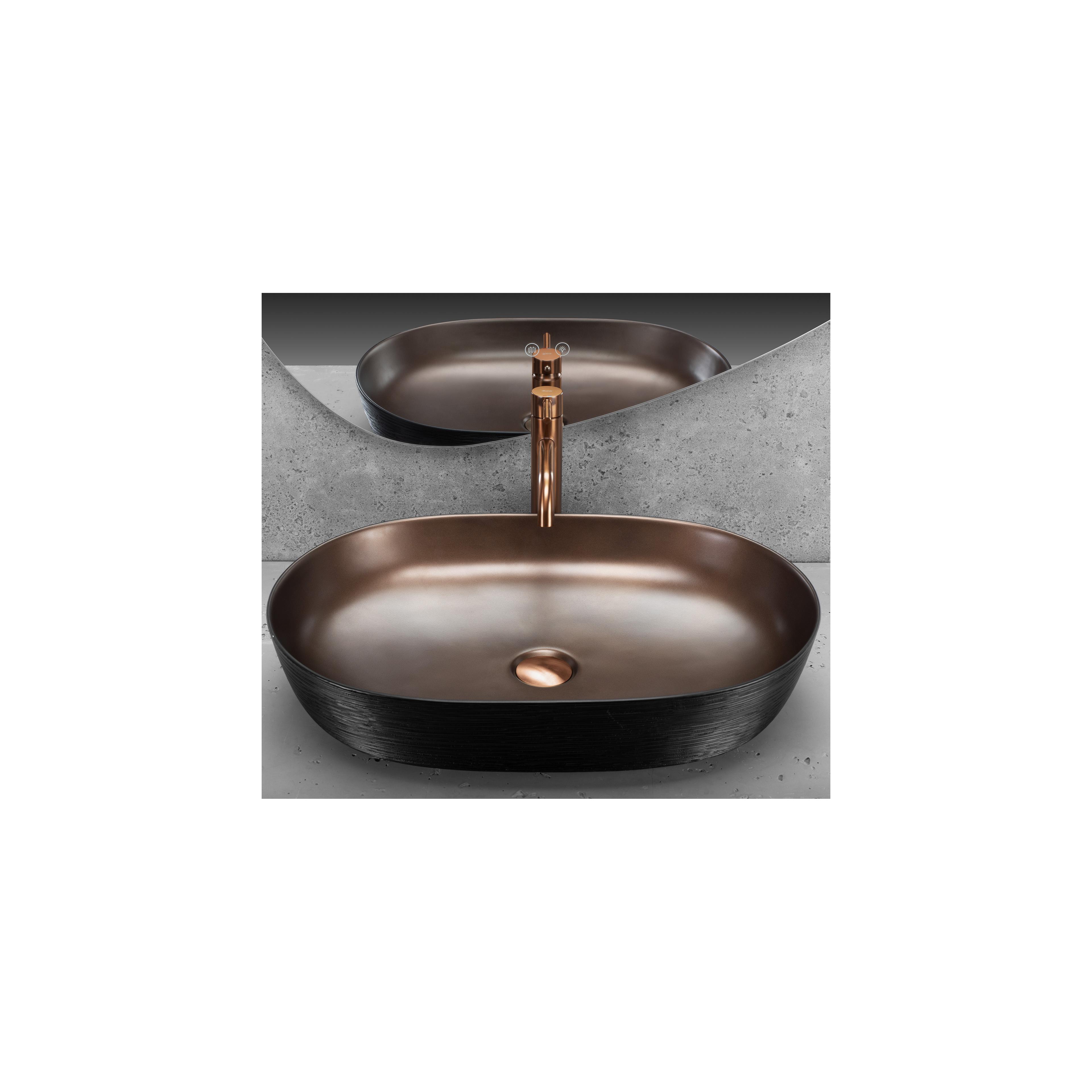 Umywalka nablatowa Rea Cleo 61 Copper Brush / Black
