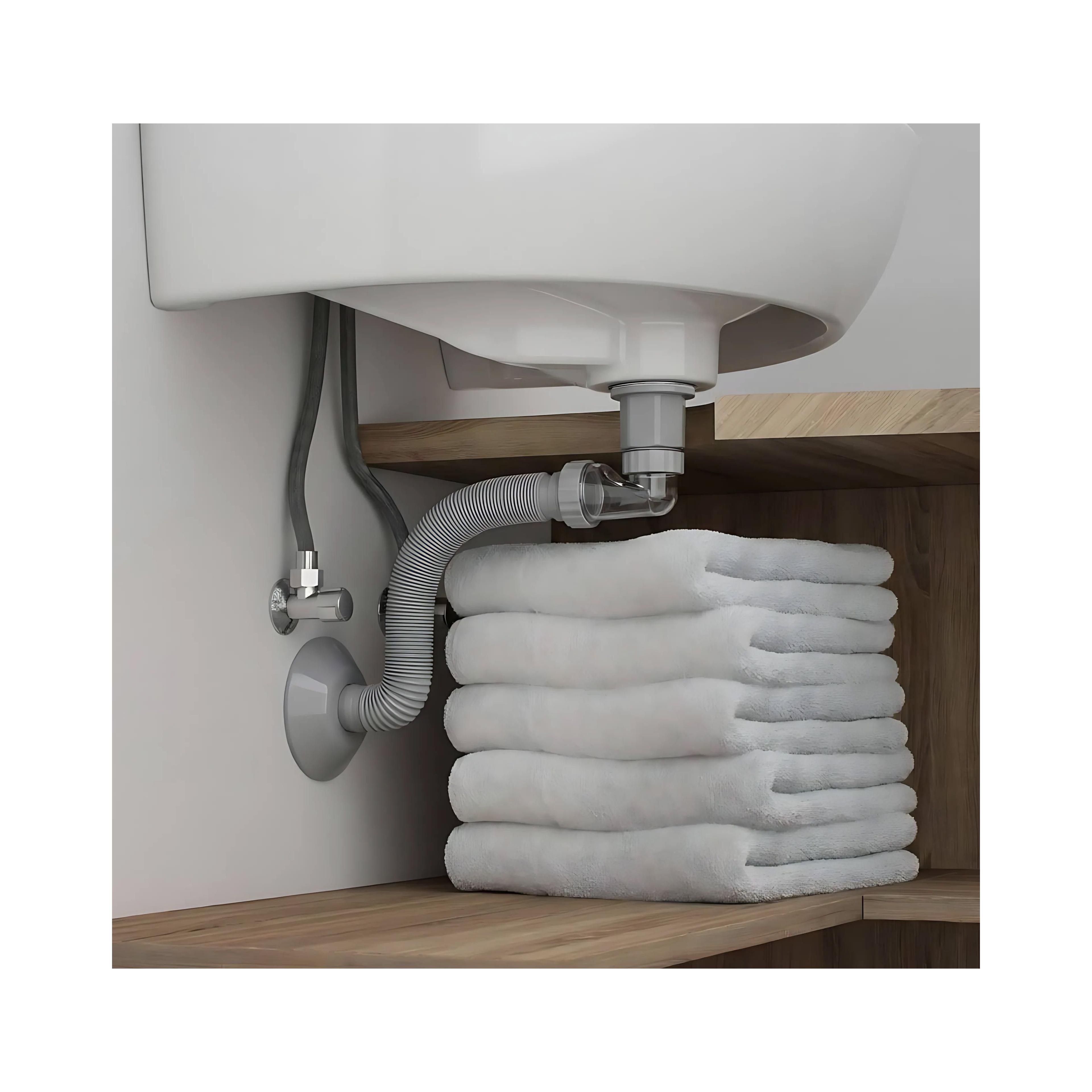 Washbasin siphon with click-clack drain REA Flow Black