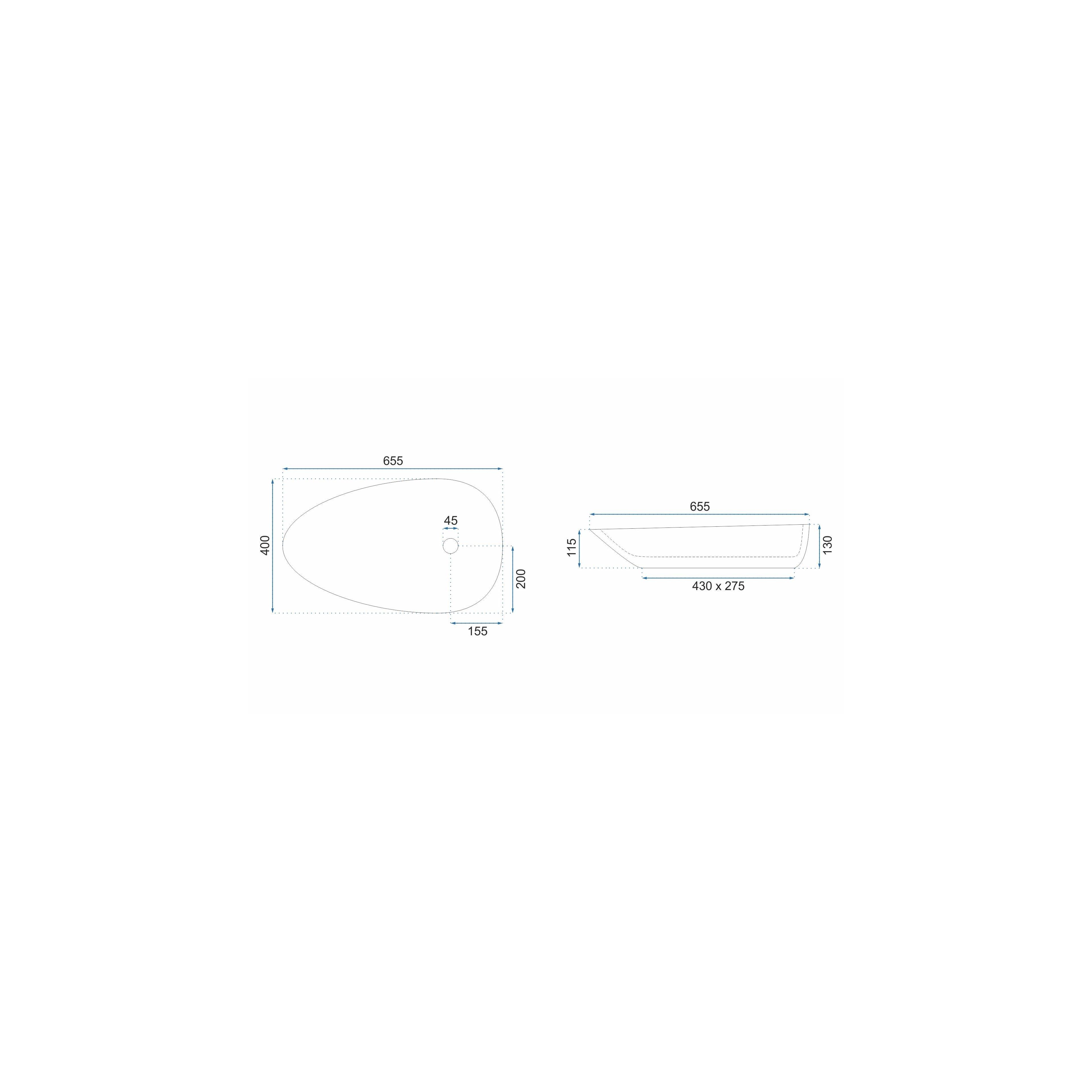 Lavoar pentru blat Rea Greta 65 Bianco Shiny