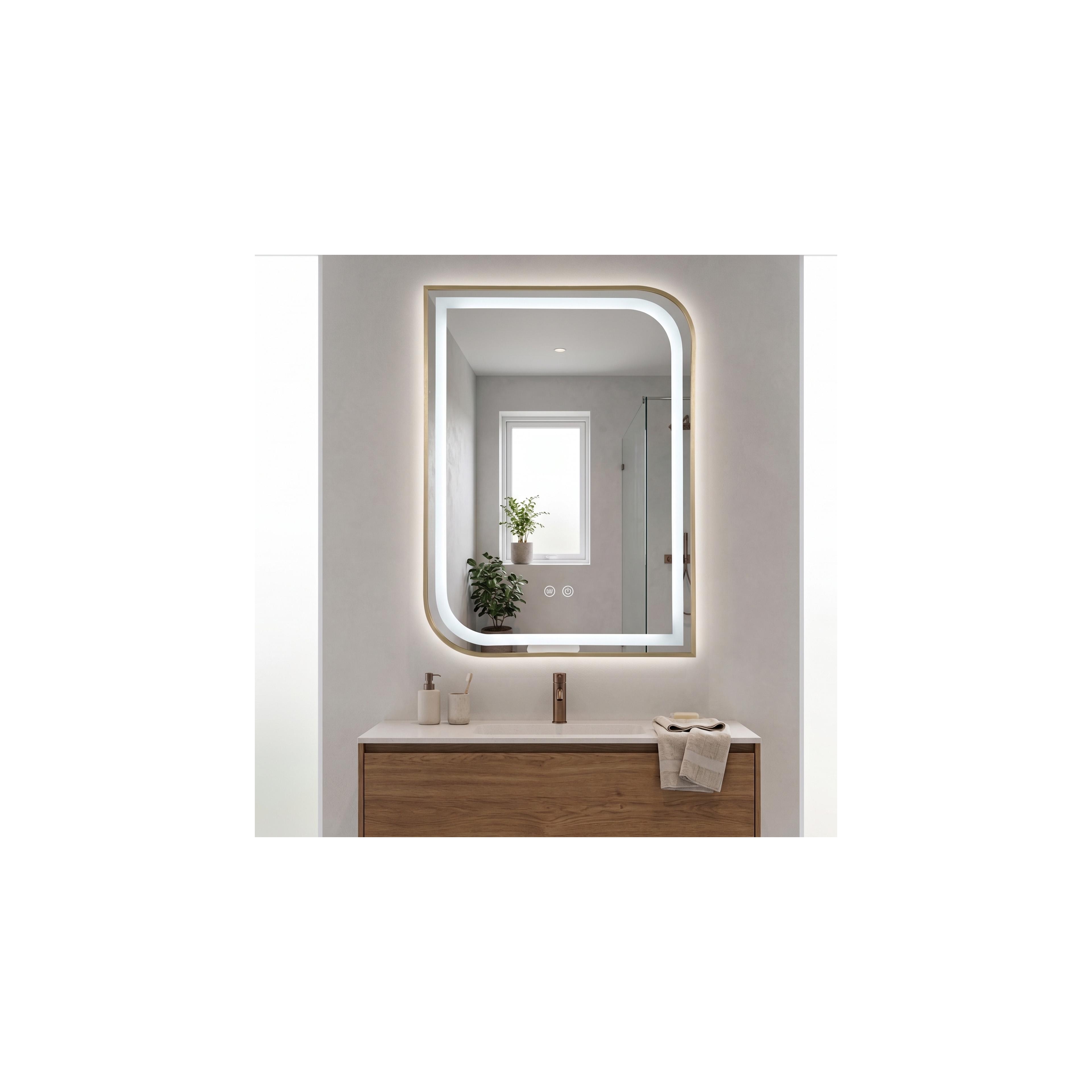 Zrkadlo LED ZONE 70X50 BRUSH GOLD