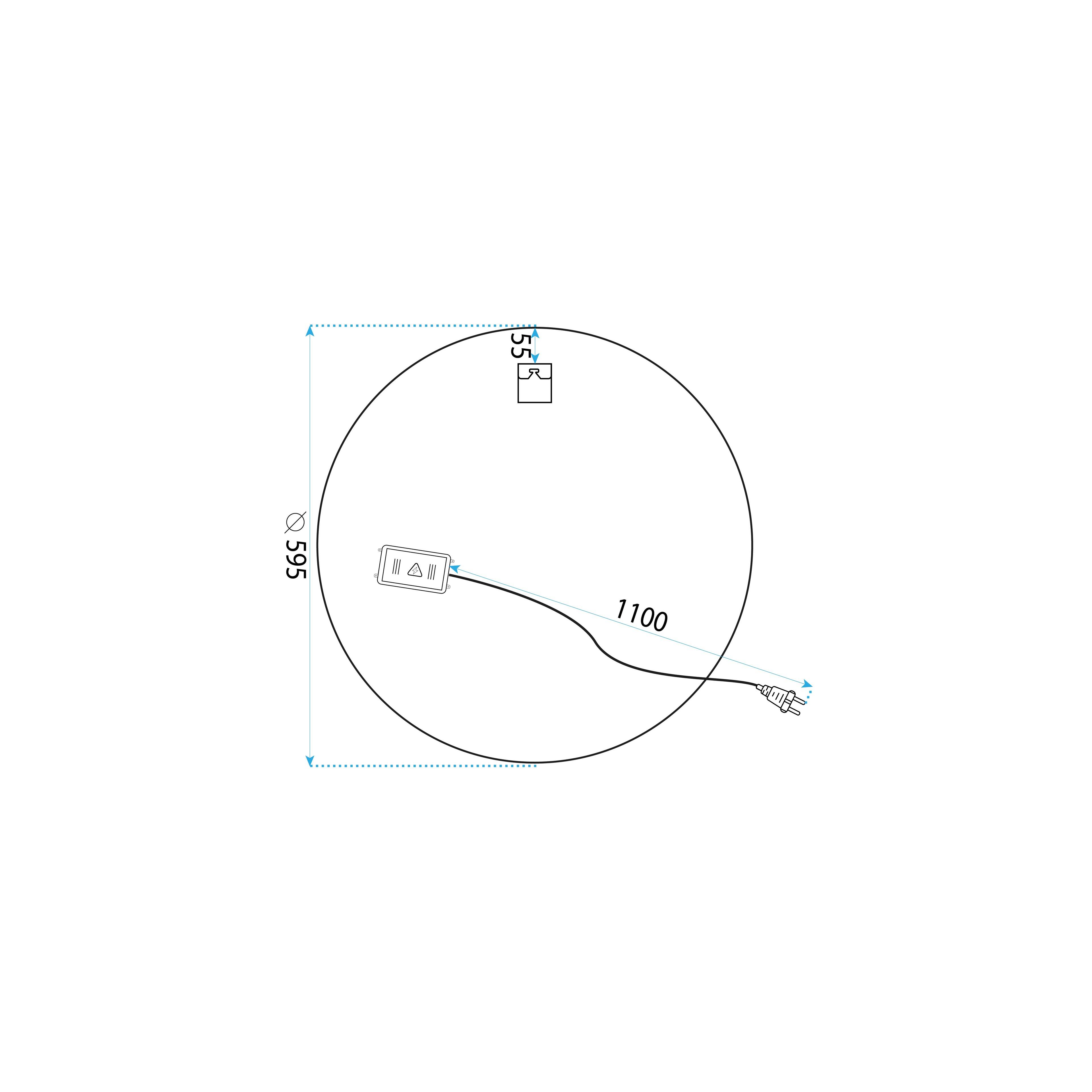 Miroir LED 60cm H108