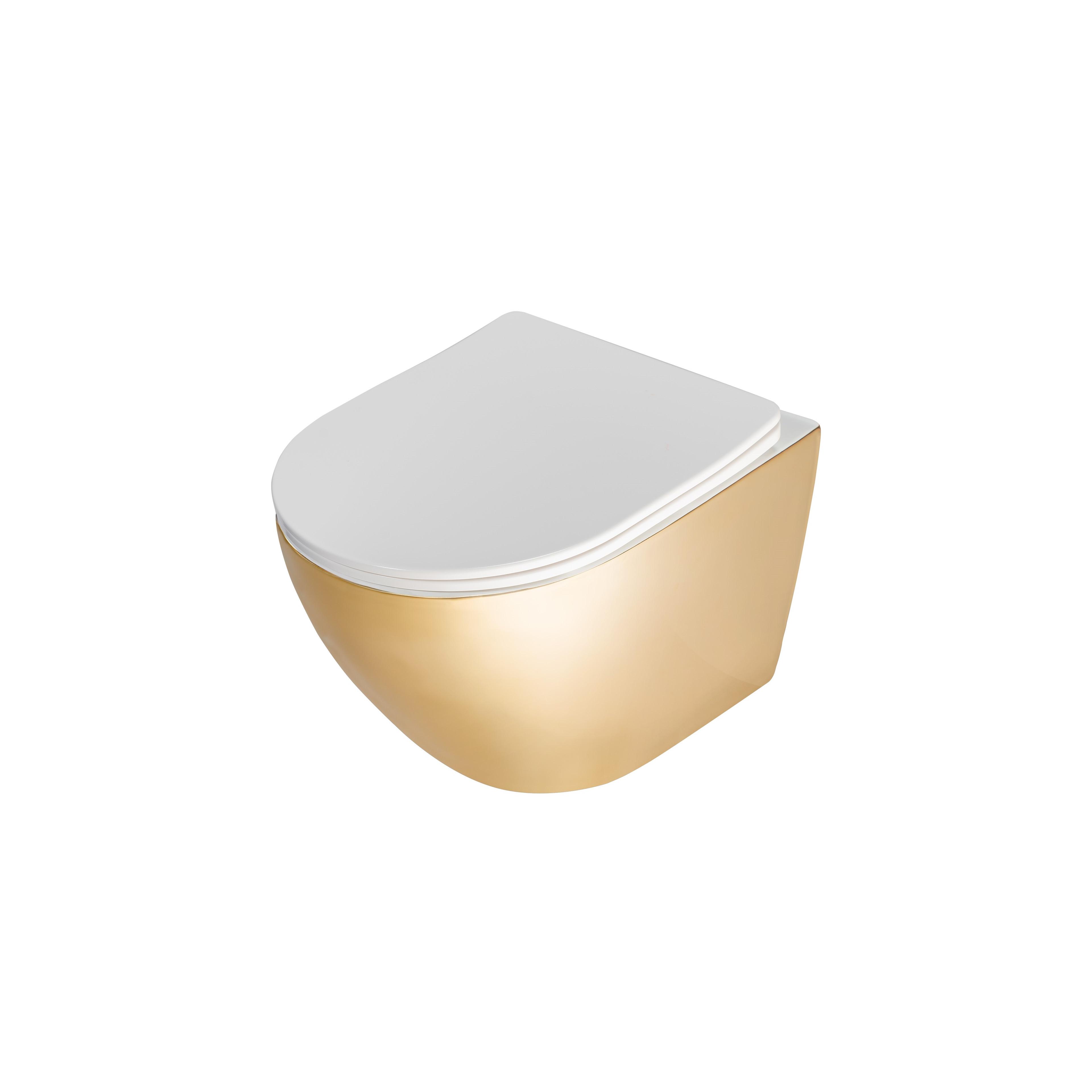 Set Toilet bowl WC CARLO Flat + Bidet CARLO MINI GOLD/WHITE