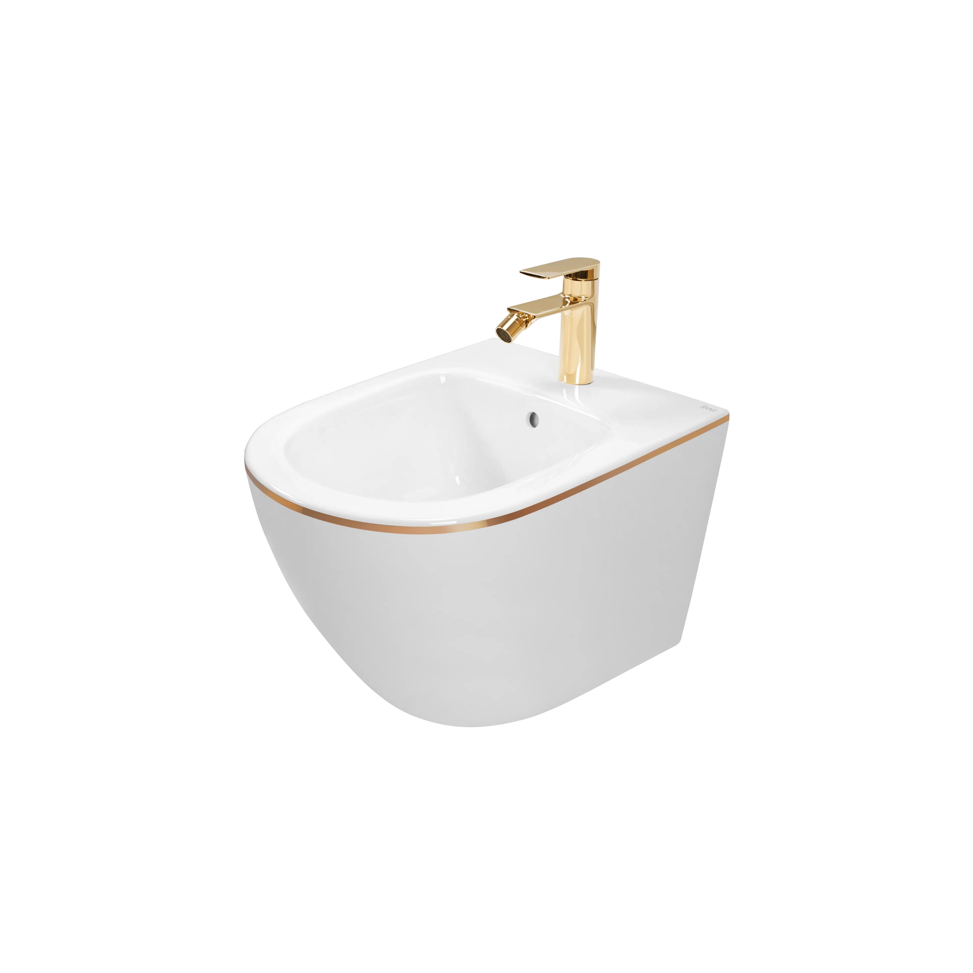 Bidet podwieszany Rea Carlo Mini White Gold Edge