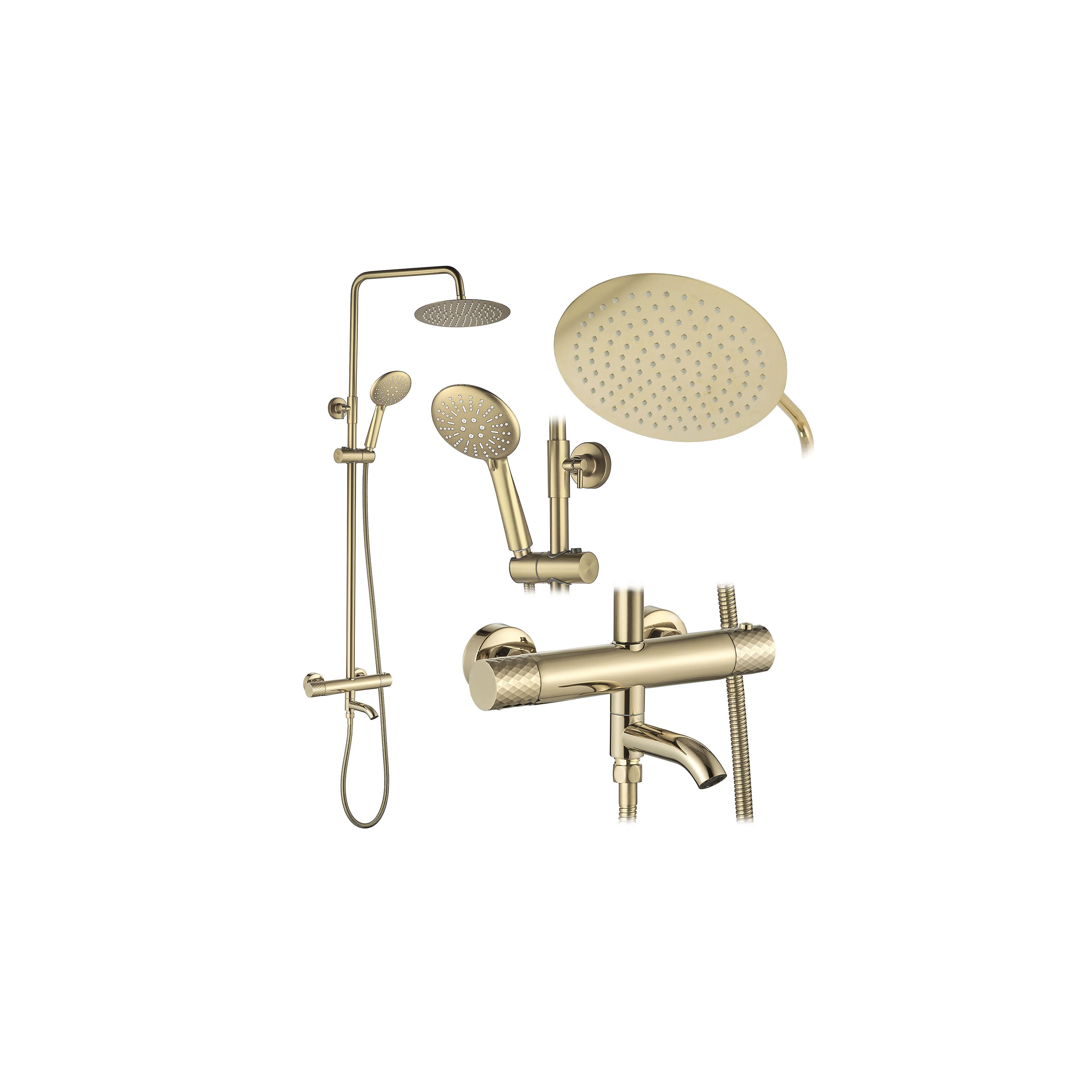 Thermostatic shower system Rea Lungo Diamond Gold