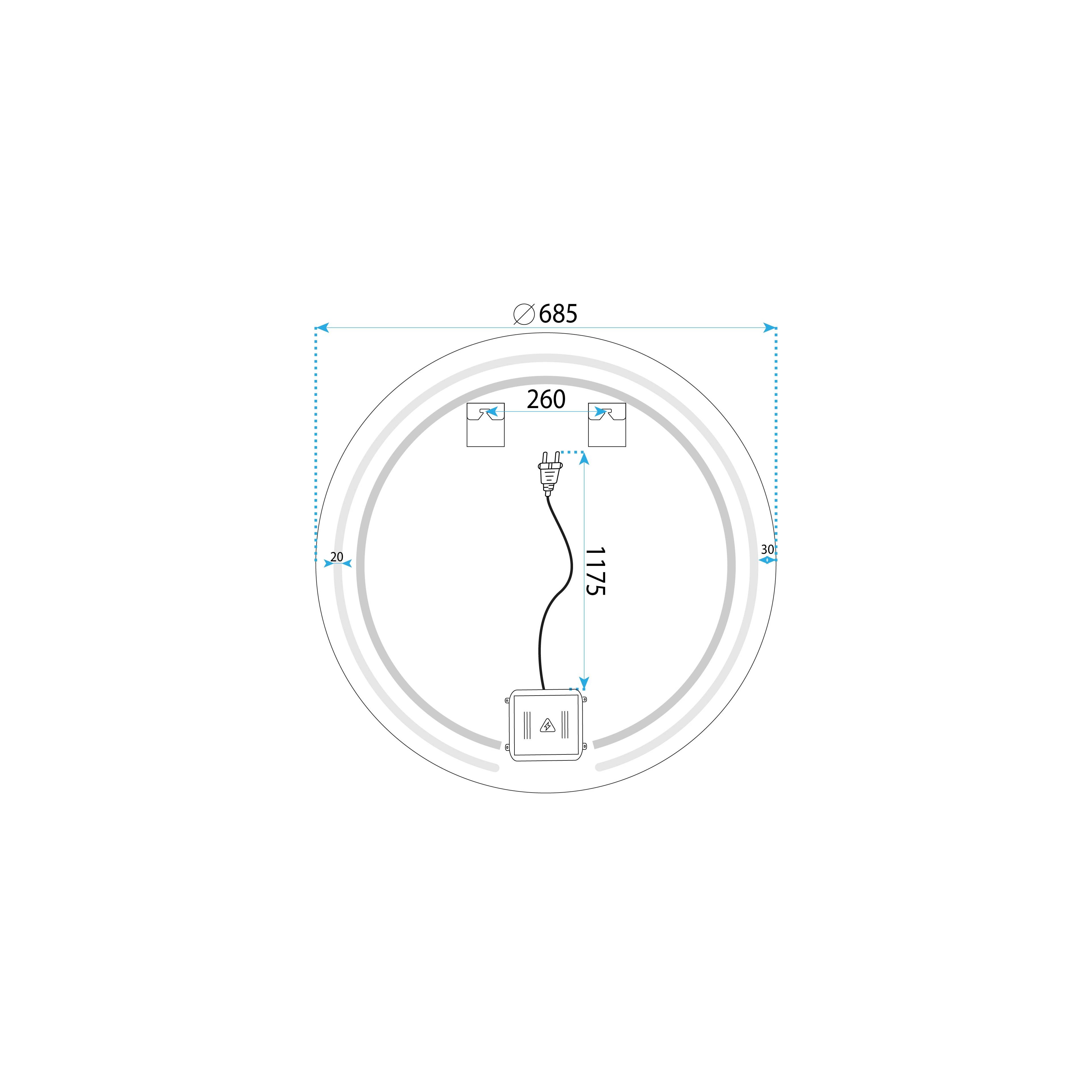 Miroir LED 70cm Modern