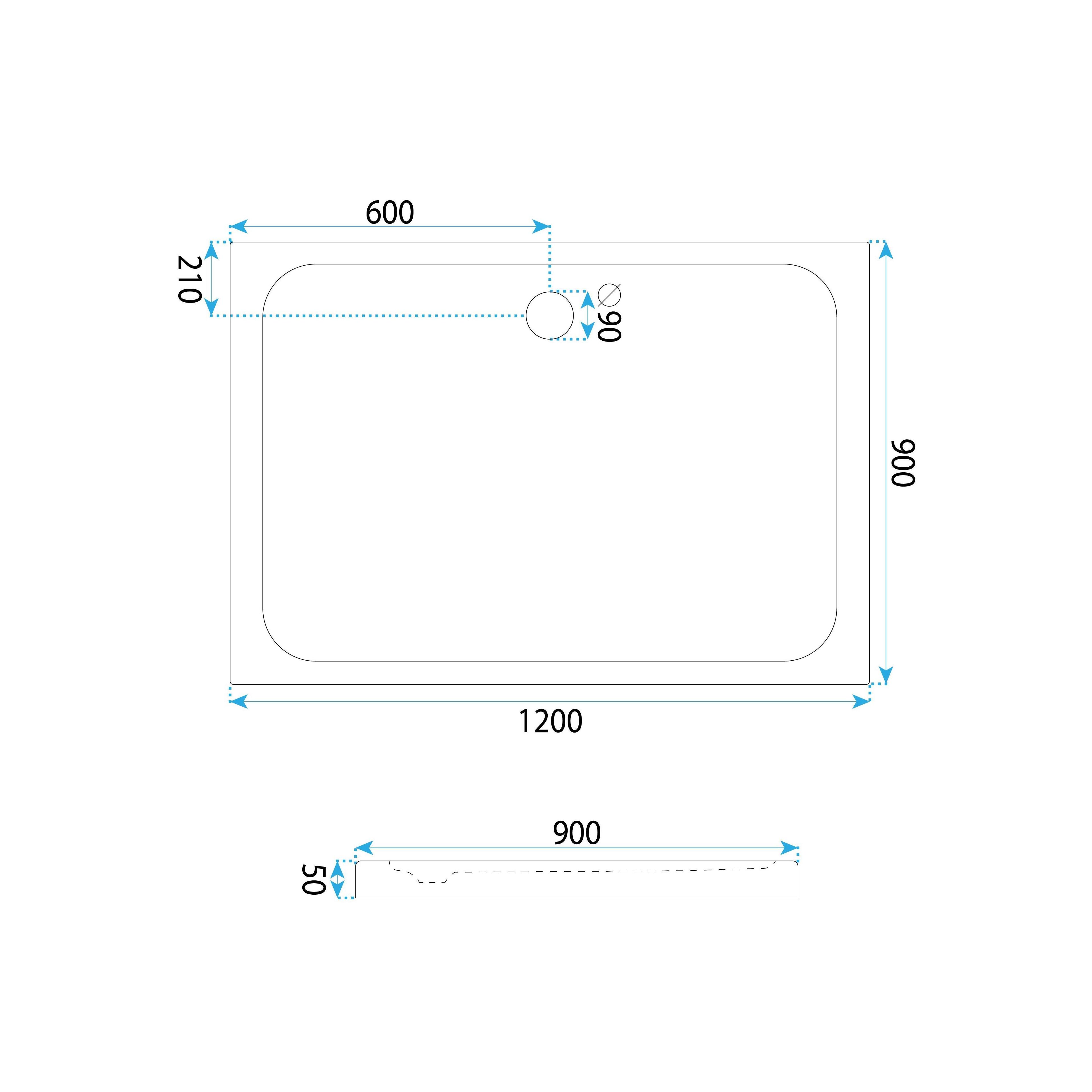 shower tray Rea Belmond White 90x120 Brush Copper