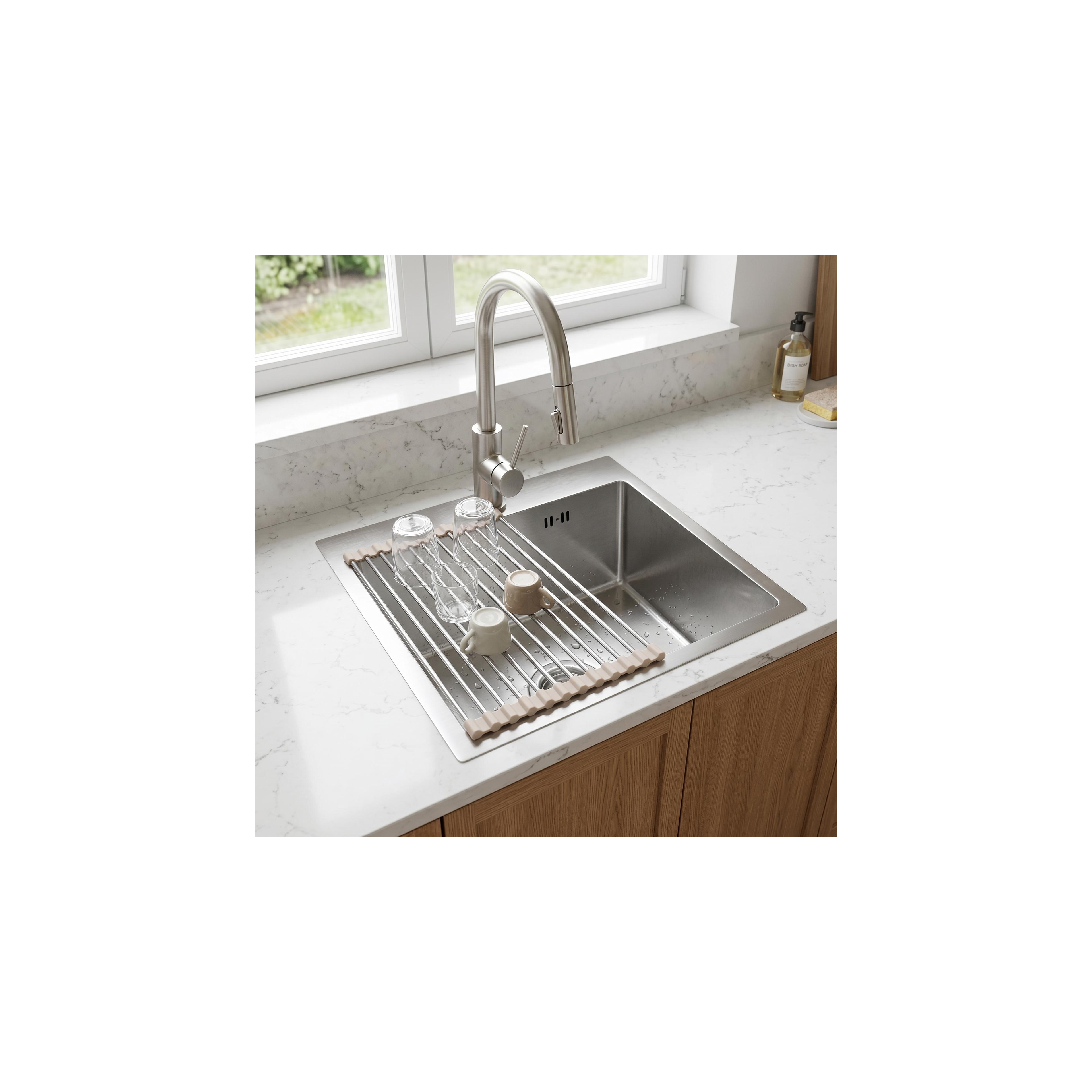 Steel sink with 3-piece accessory set REA Leo 50 Brush Nickel