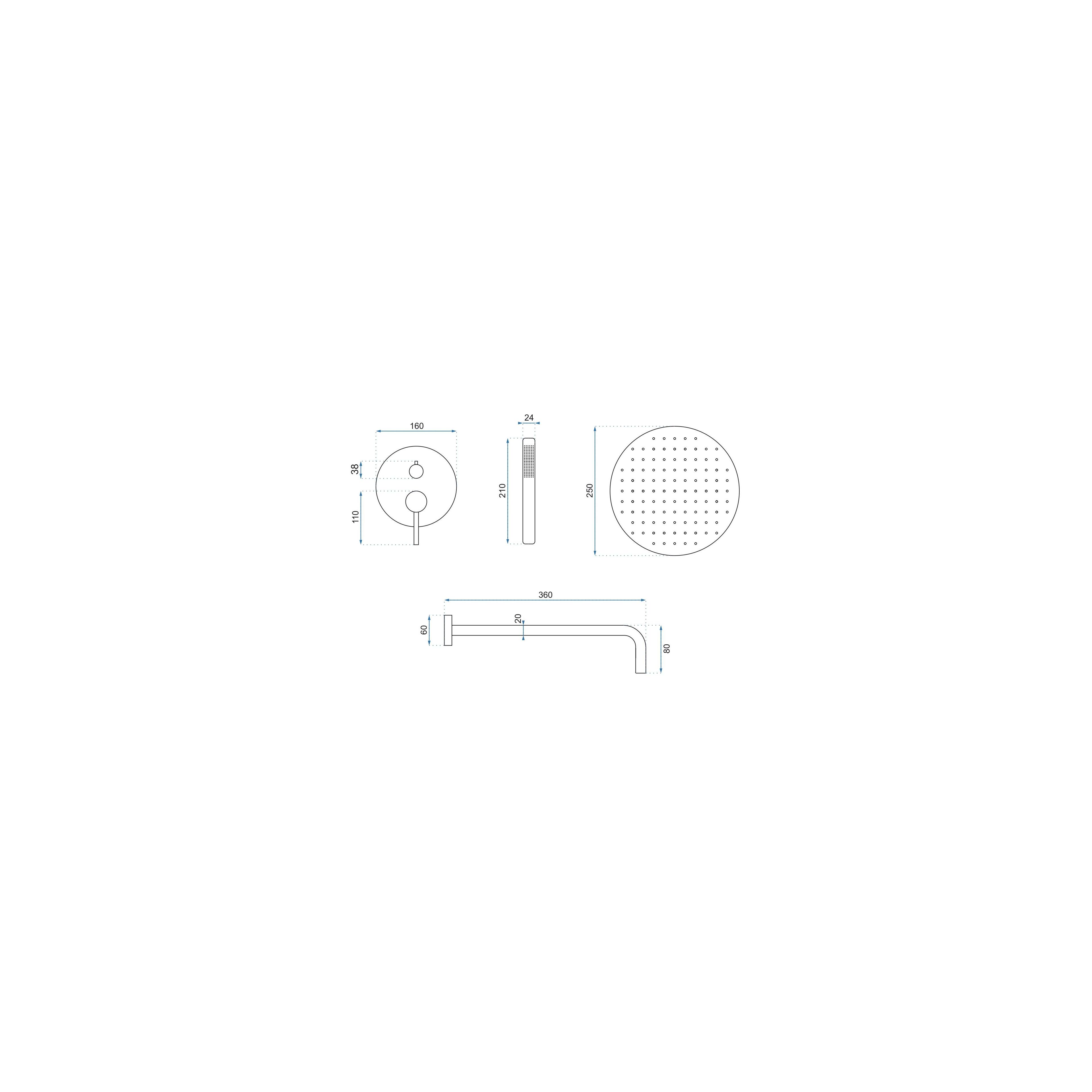 Juego de ducha oculto Rea Lungo Copper + BOX