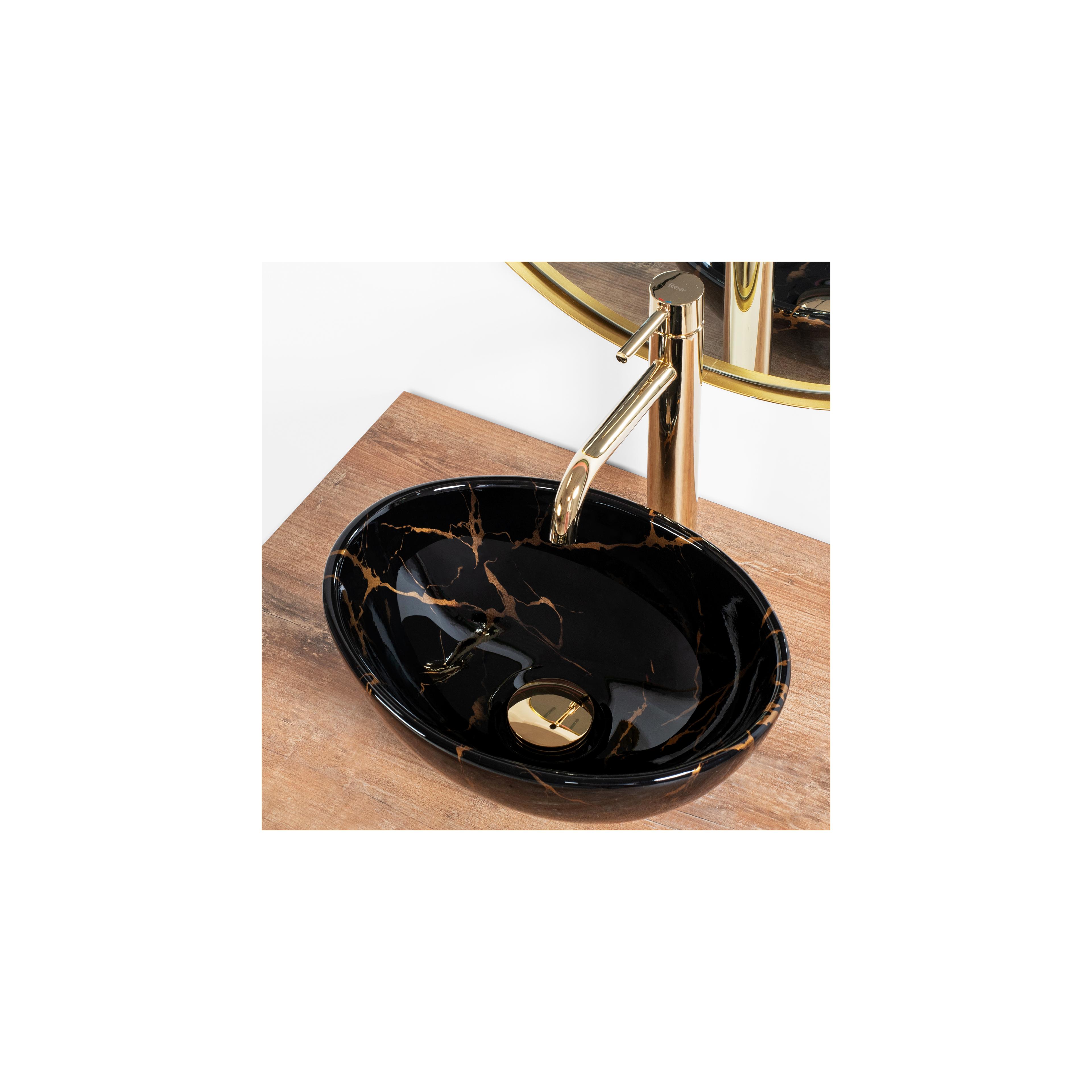 Vasque à poser Rea Sofia Mini Black Marble Shiny