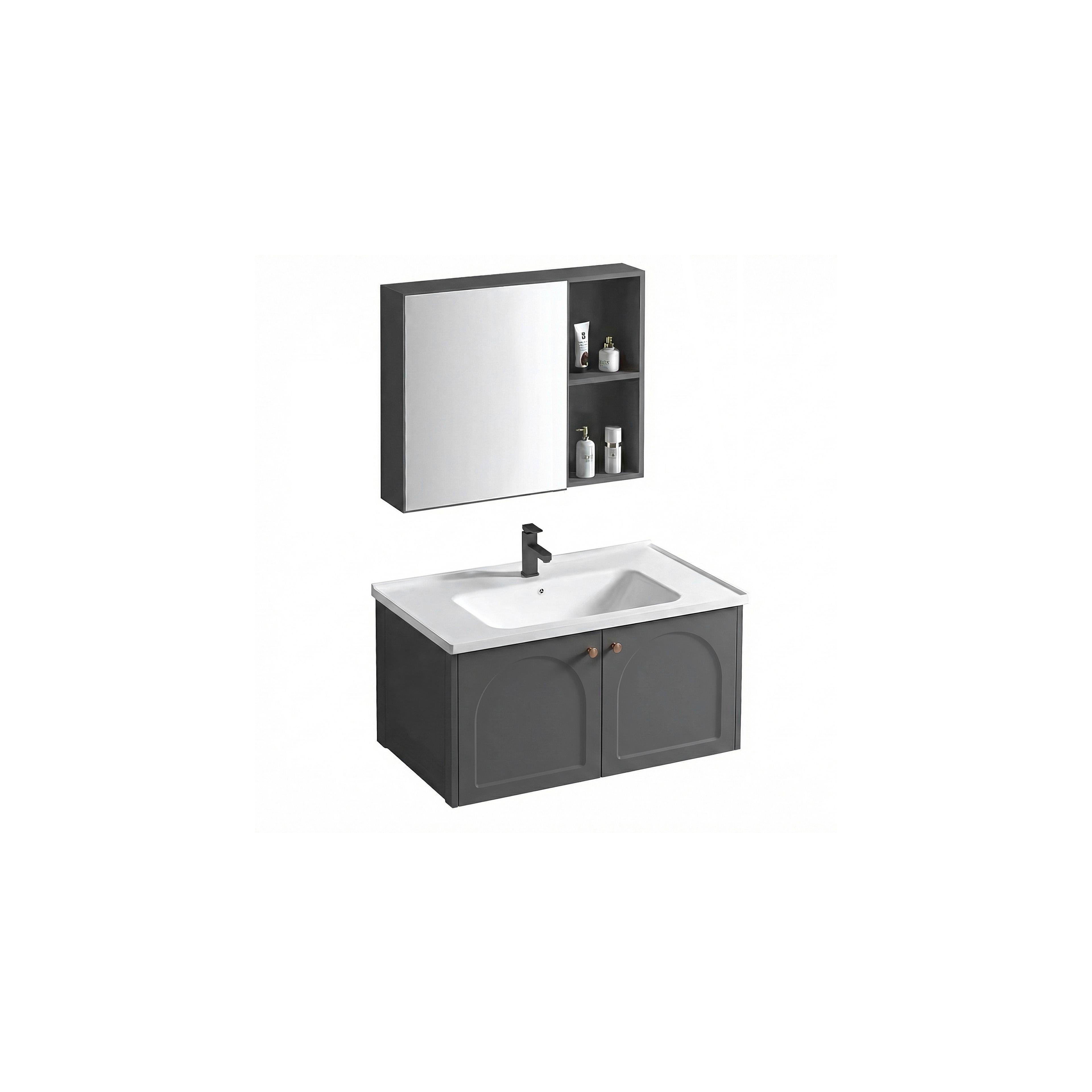 Bathroom furniture set with washbasin Denver 80cm Grey