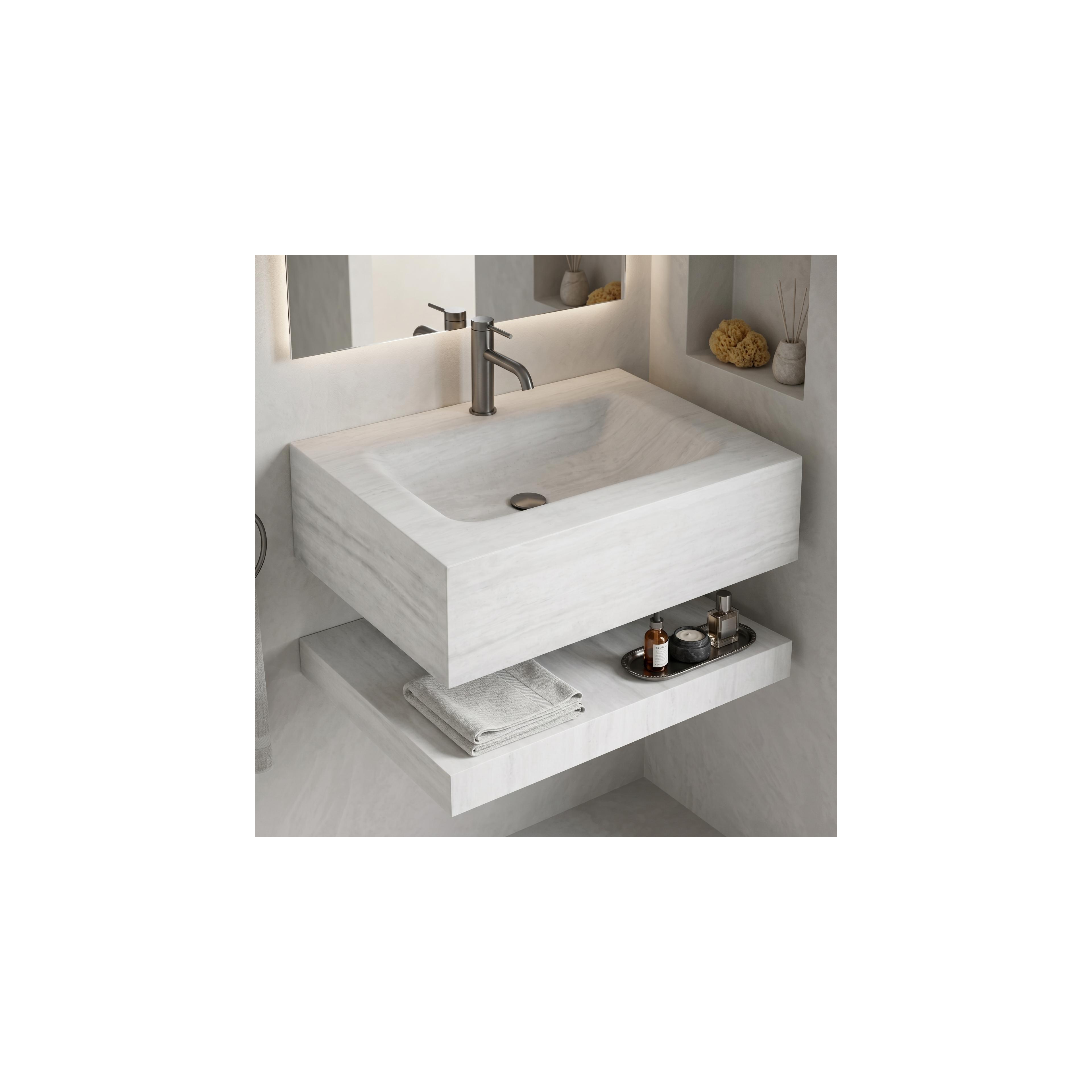 Lavabo suspendu avec étagère Rea Apollo Muralto Roma 70