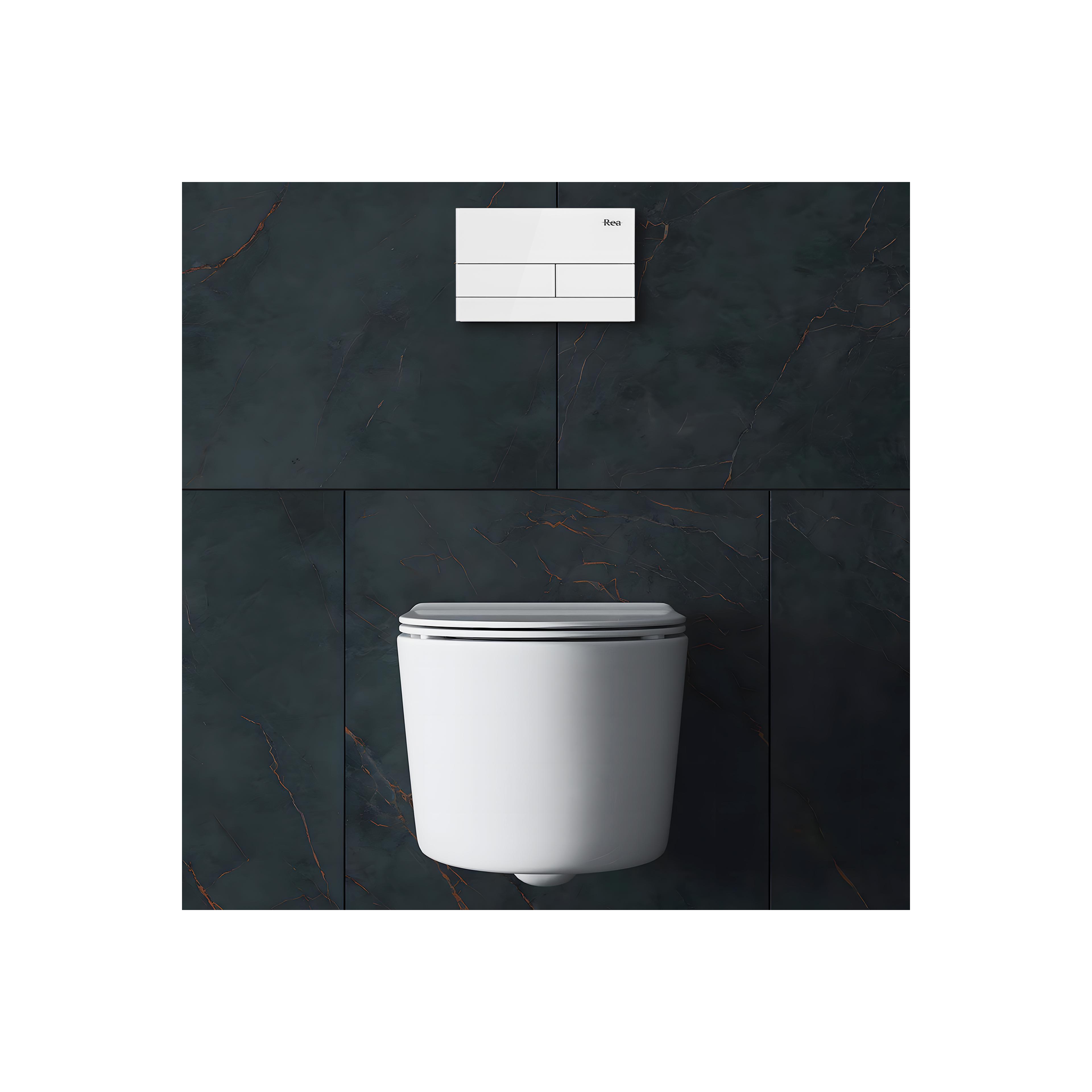 Toilet Flush Button WC K011A-Q Rea T White Glass